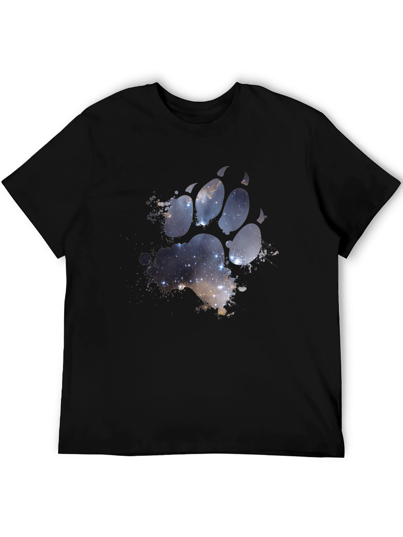 Galaxy Paw Print Black T-Shirt
