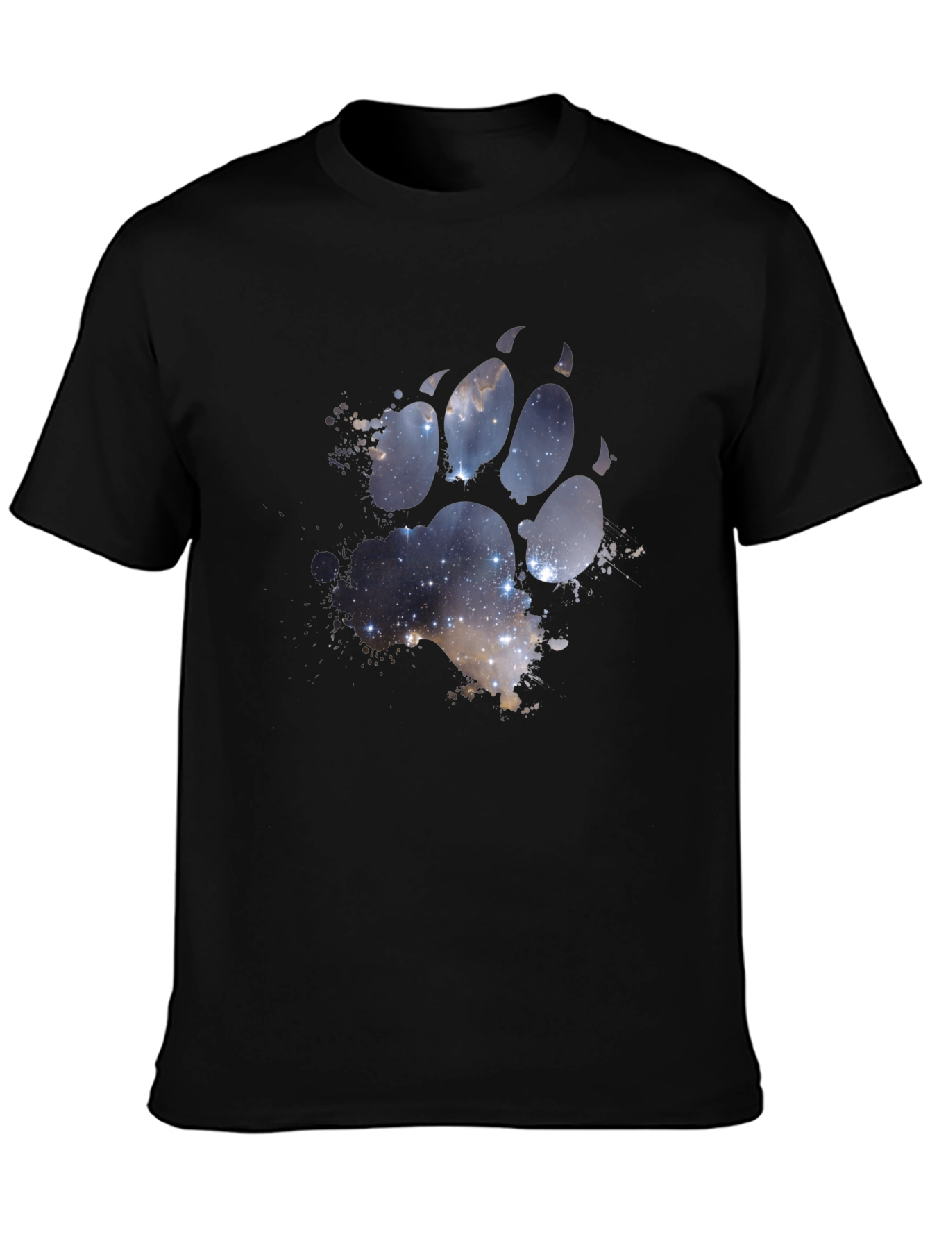 Galaxy Paw Print Black T-Shirt