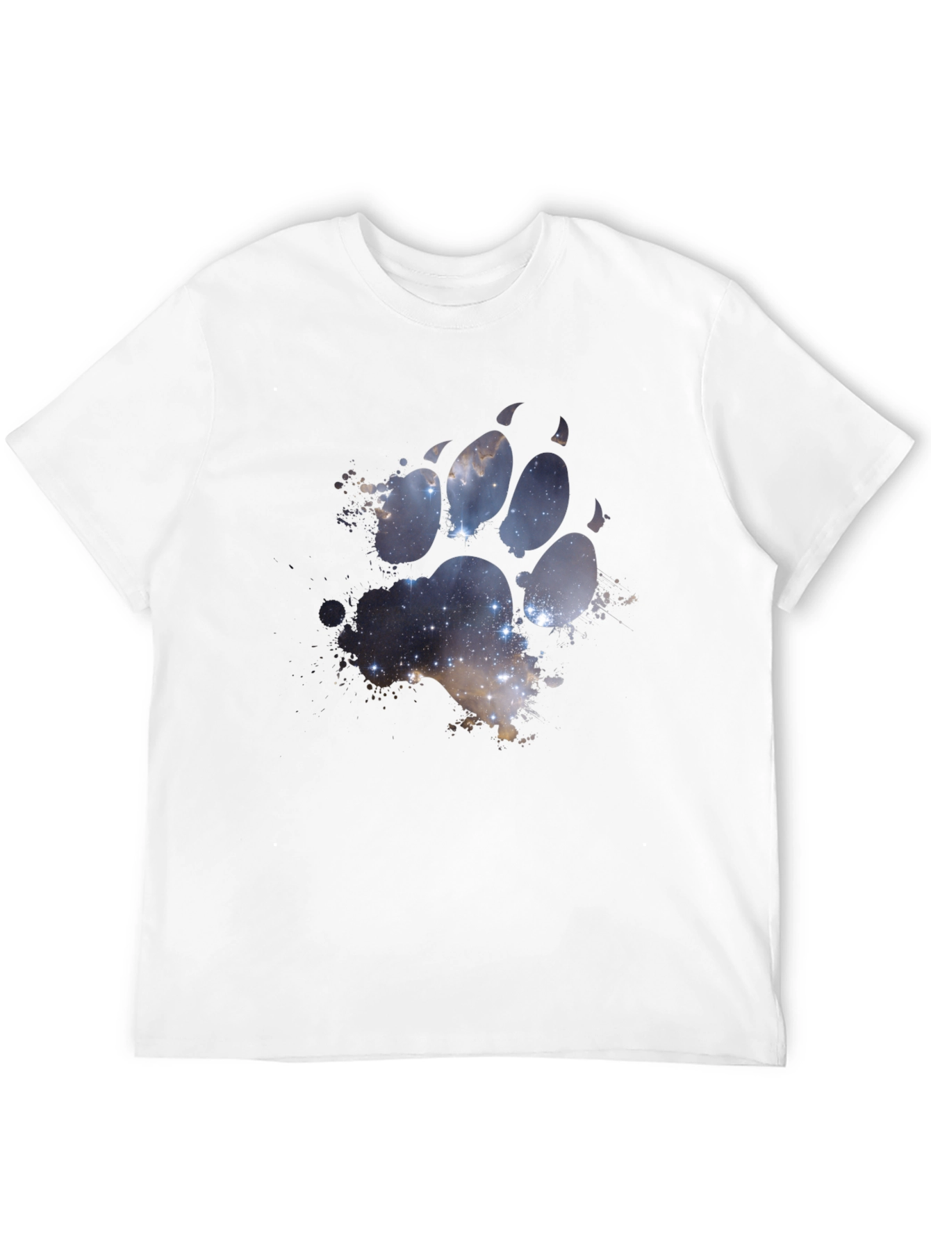 Galaxy Paw Print Black T-Shirt
