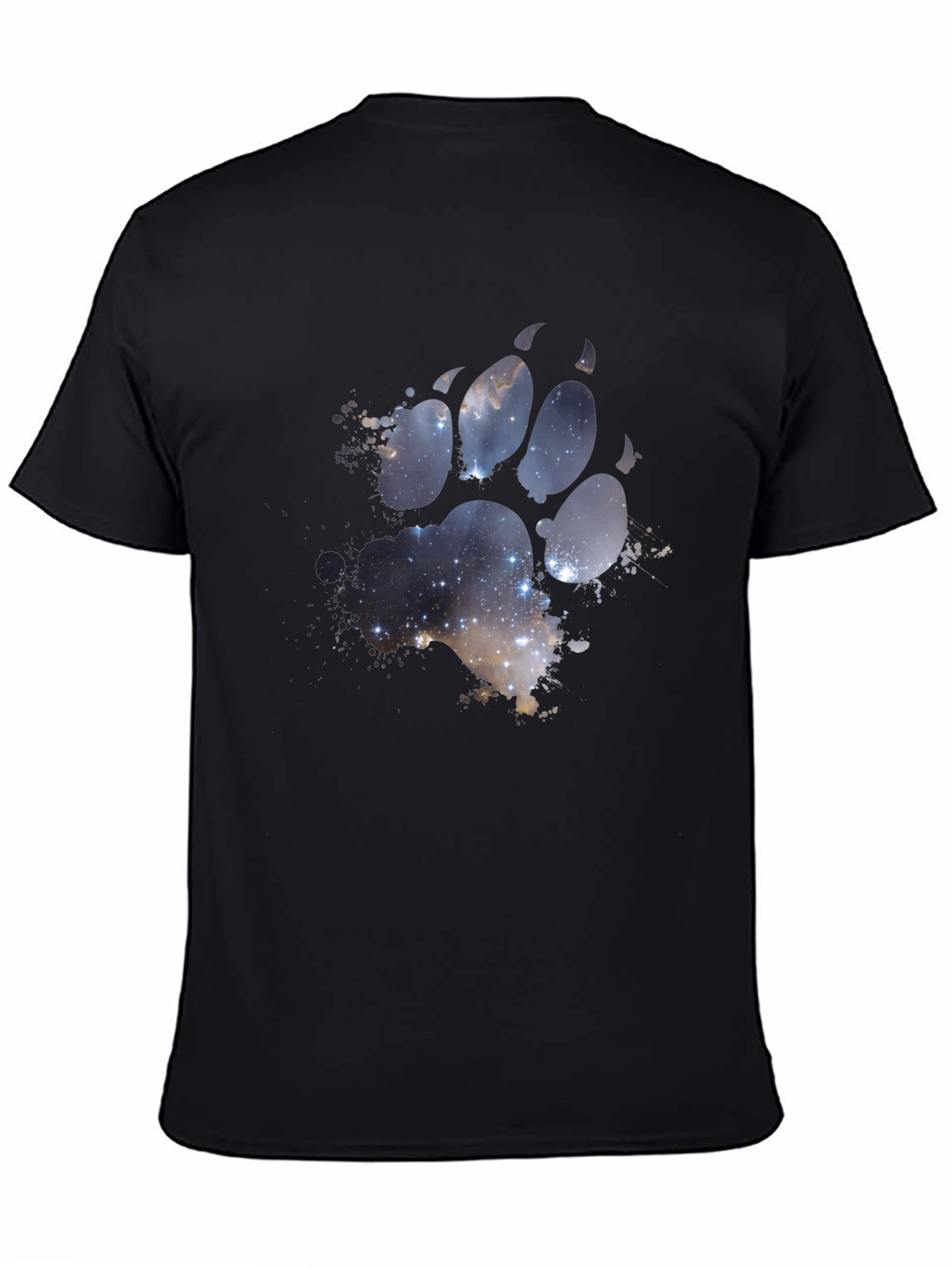 Galaxy Paw Print Black T-Shirt