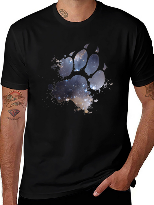 Galaxy Paw Print Black T-Shirt