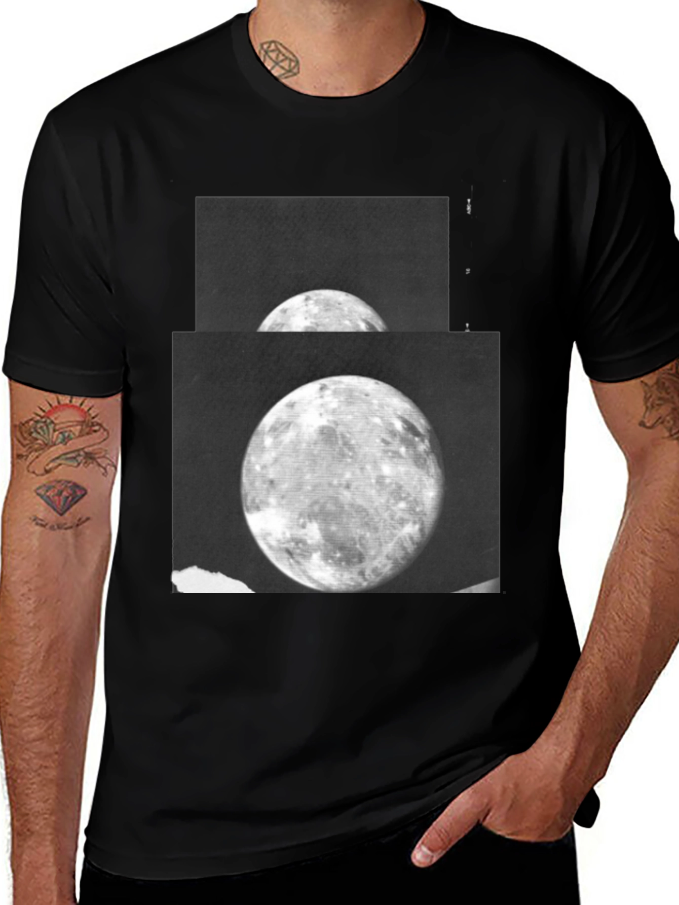 Lunar Print Black T-Shirt