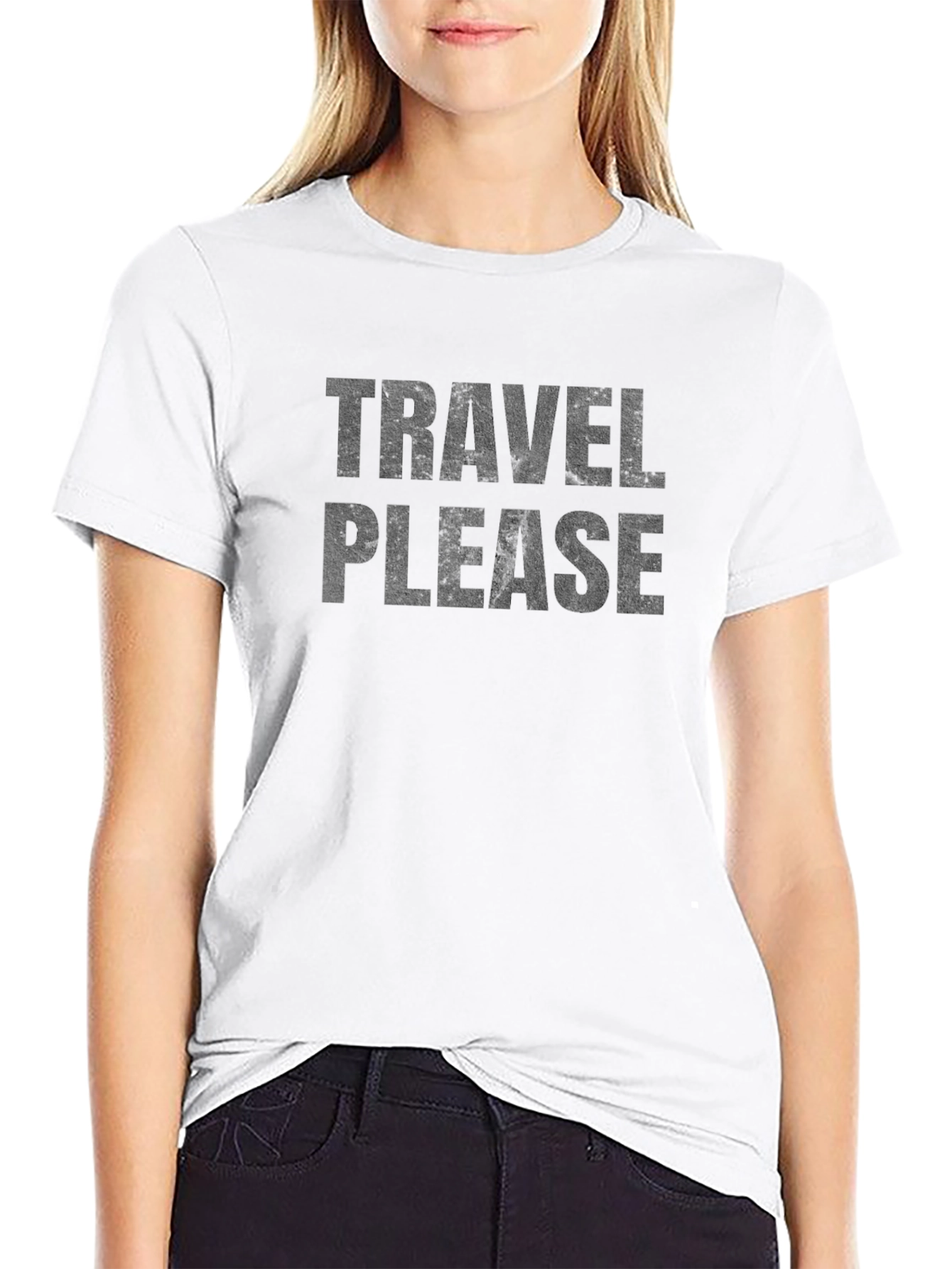 Travel Please Graphic Tee - Black Casual T-Shirt