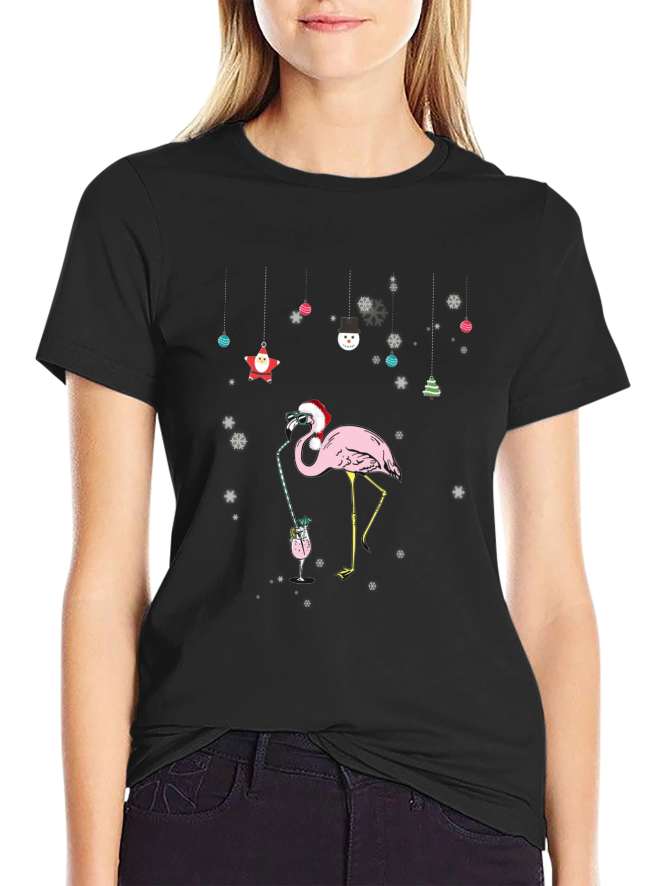 Christmas Flamingo T-Shirt - Festive Holiday Style