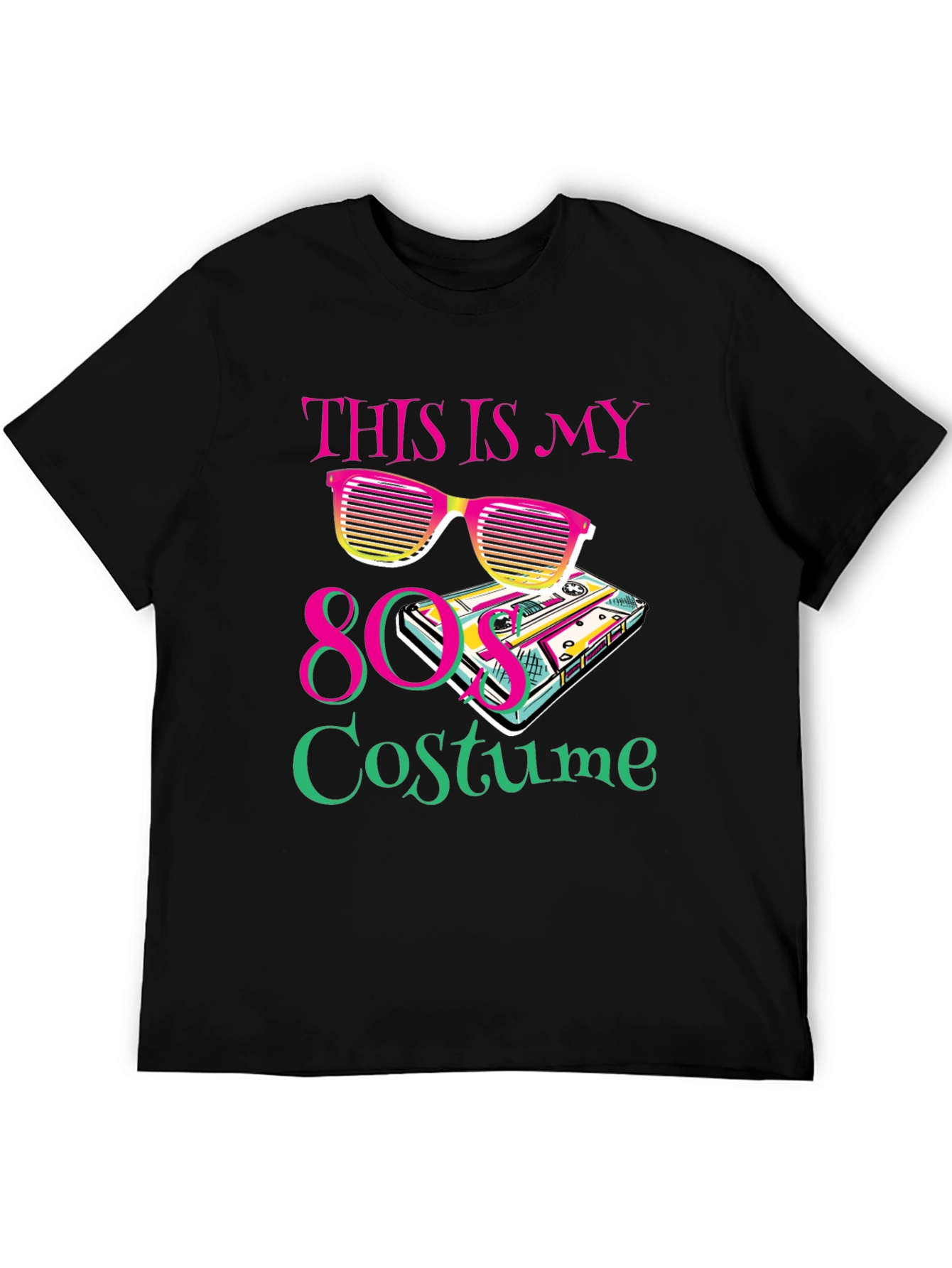 80s Costume Party T-Shirt Retro Cassette Tape Sunglasses