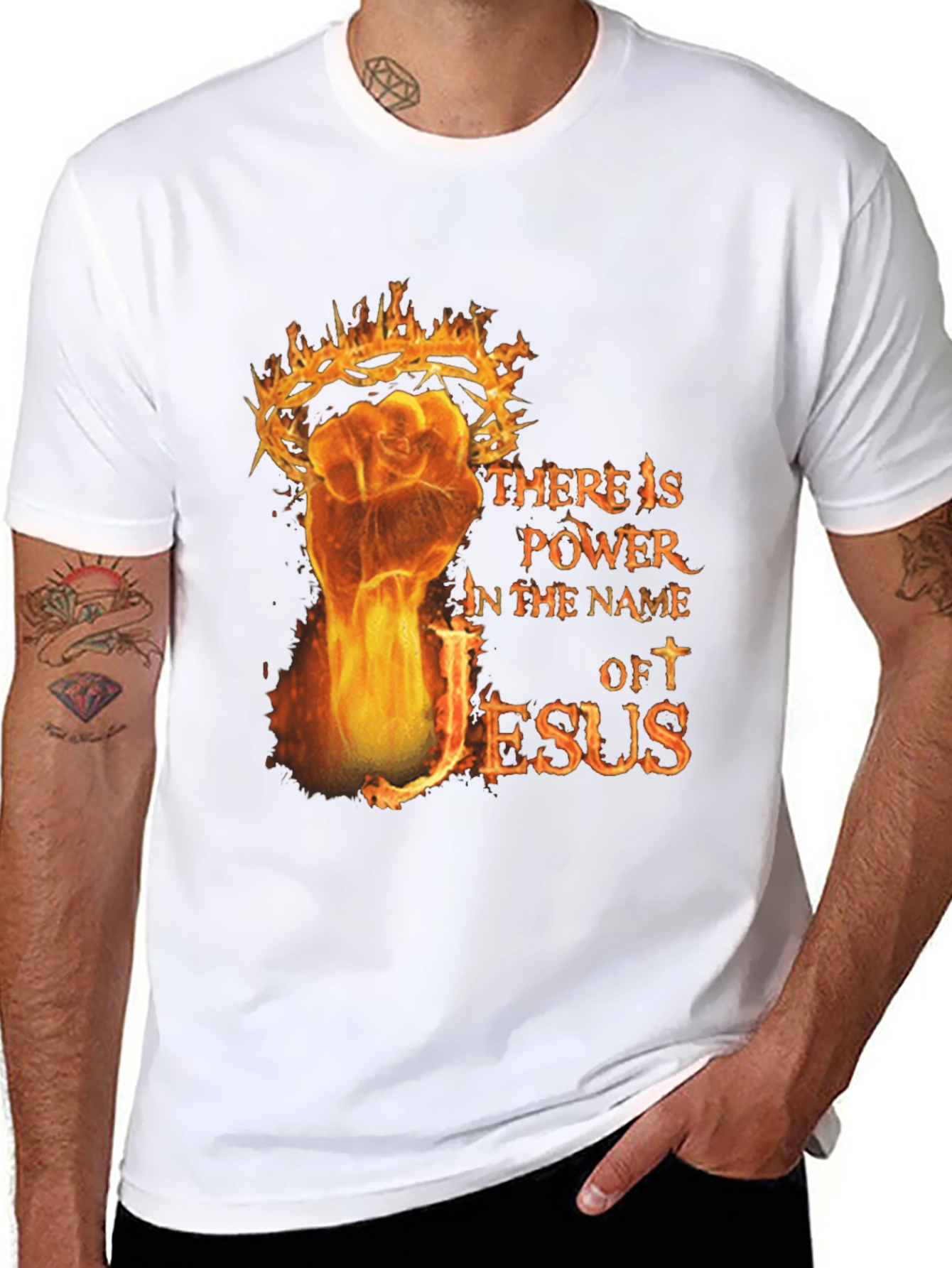 Fiery Jesus Power T-Shirt - Christian Apparel