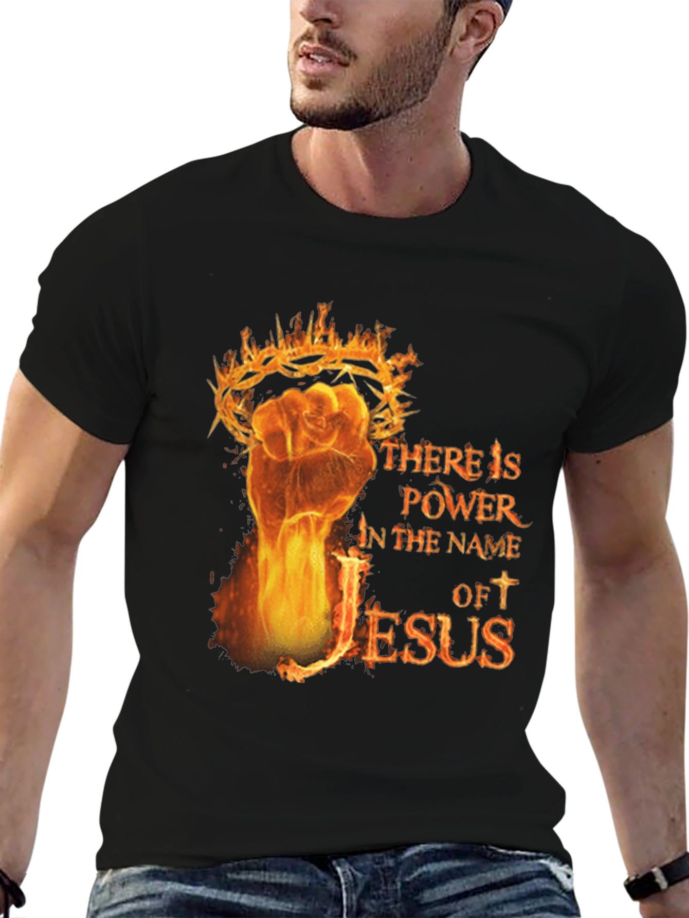 Fiery Jesus Power T-Shirt - Christian Apparel
