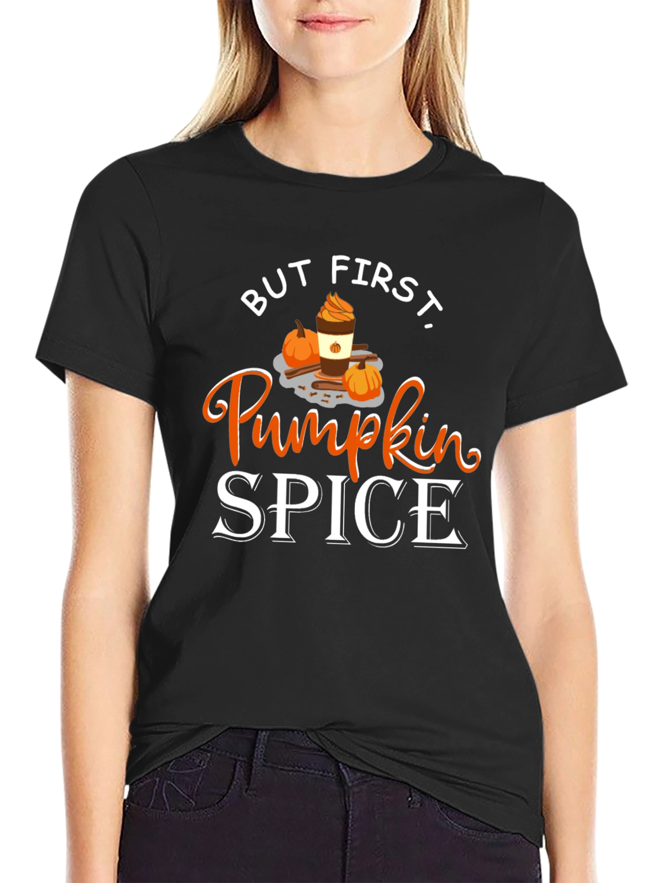 But First Pumpkin Spice Black T-Shirt