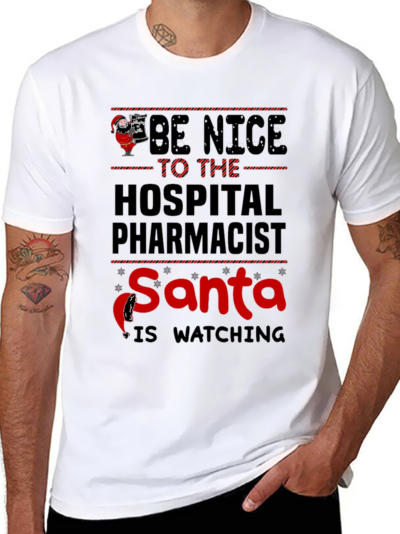 Be Nice to Hospital Pharmacist Santa T-Shirt