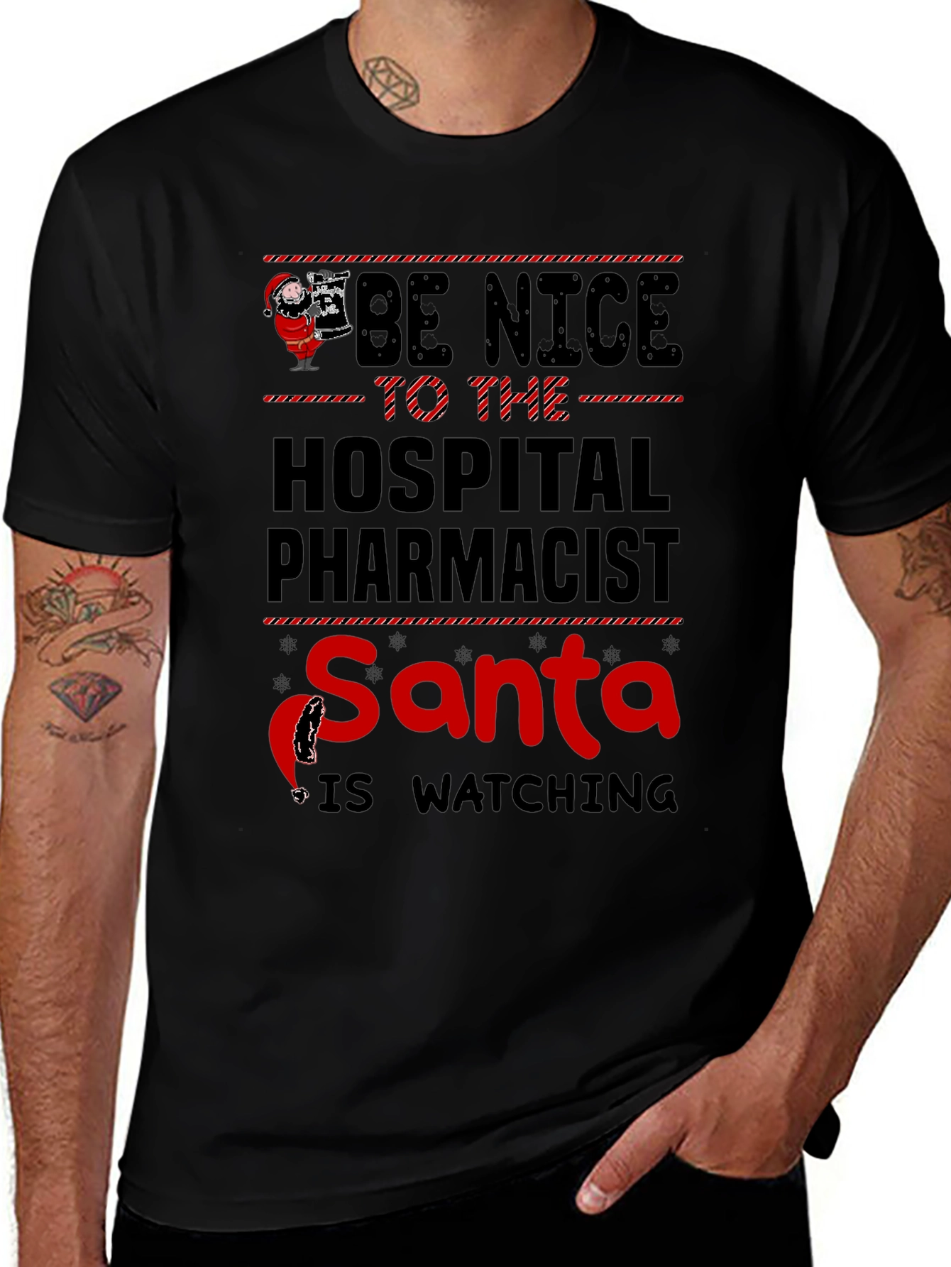 Be Nice to Hospital Pharmacist Santa T-Shirt