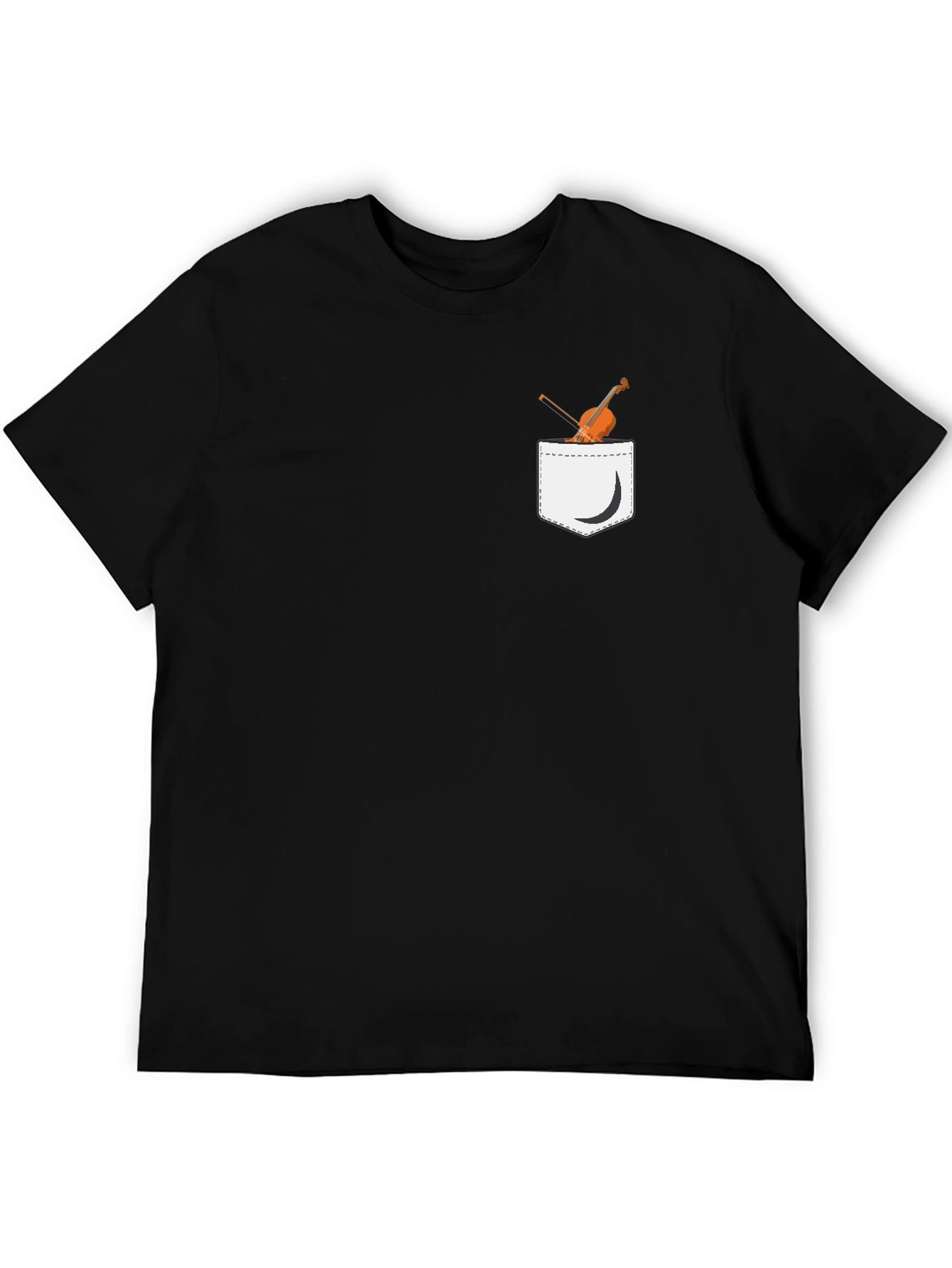 Violin Pocket Print Black T-Shirt - Unique Musical Tee