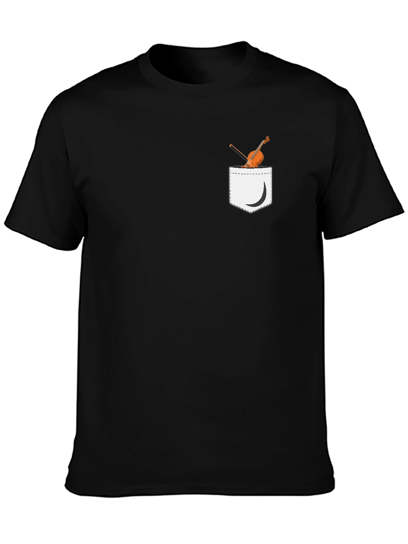 Violin Pocket Print Black T-Shirt - Unique Musical Tee