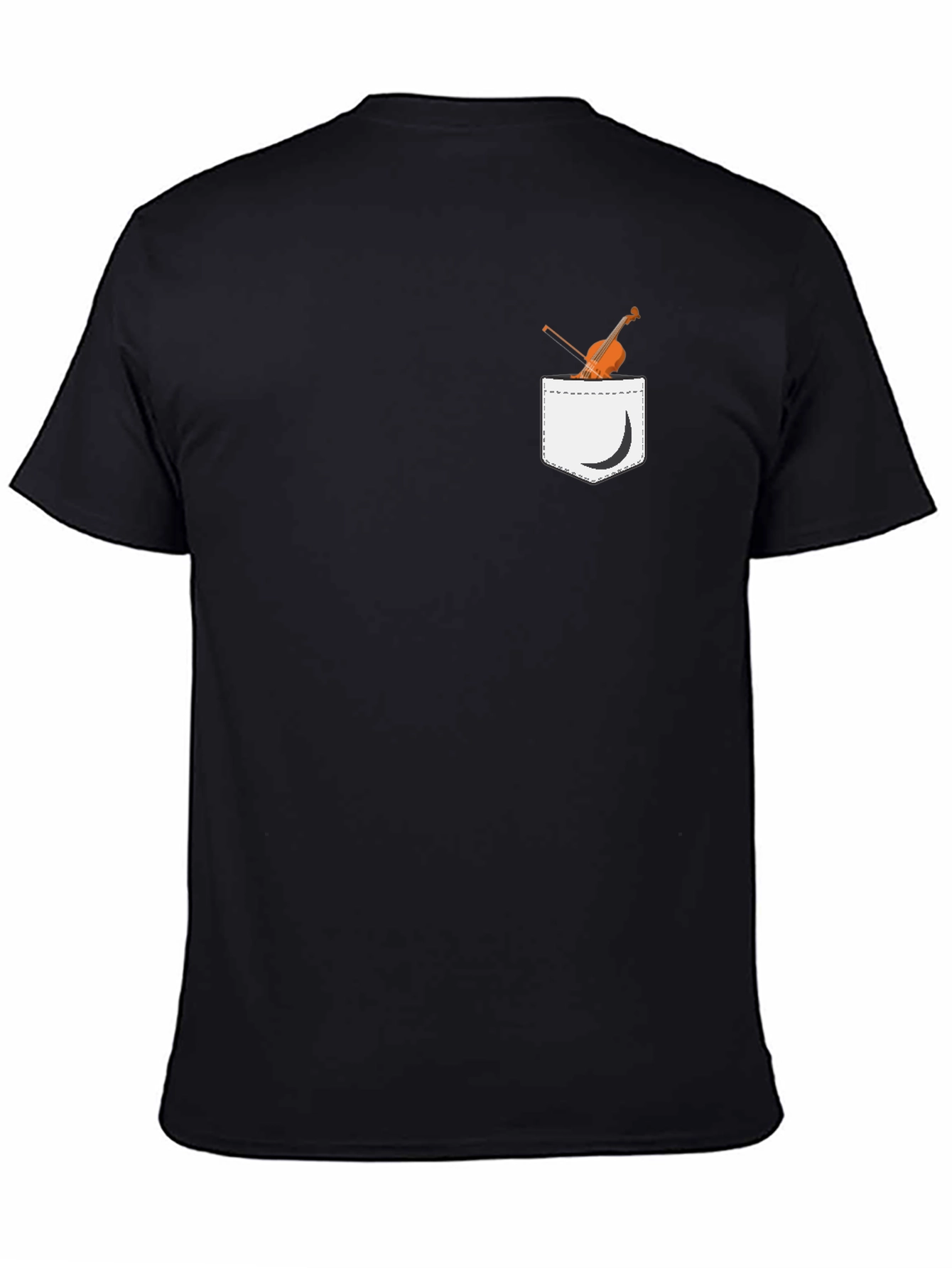 Violin Pocket Print Black T-Shirt - Unique Musical Tee
