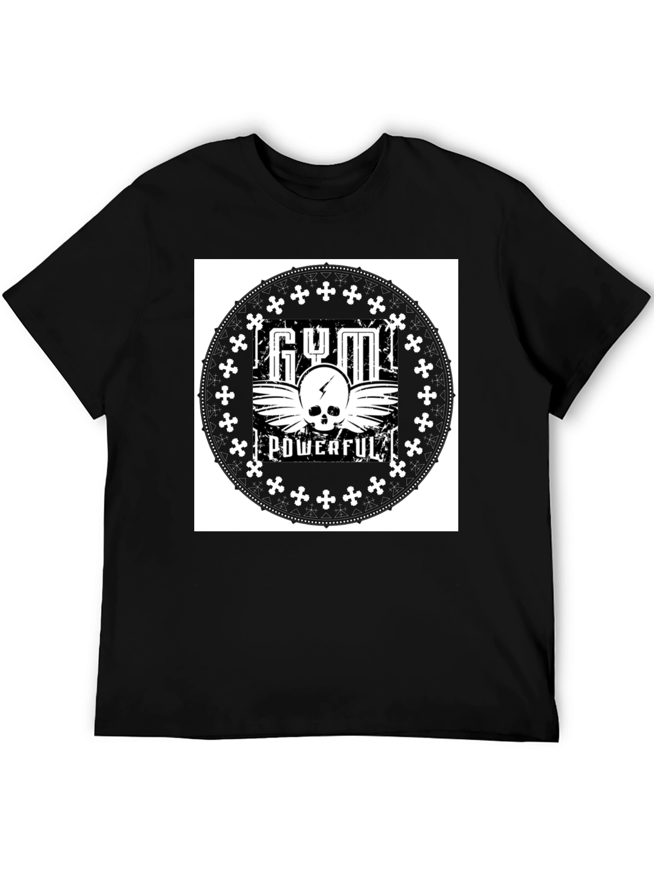 Gym Powerful Black Graphic Tee