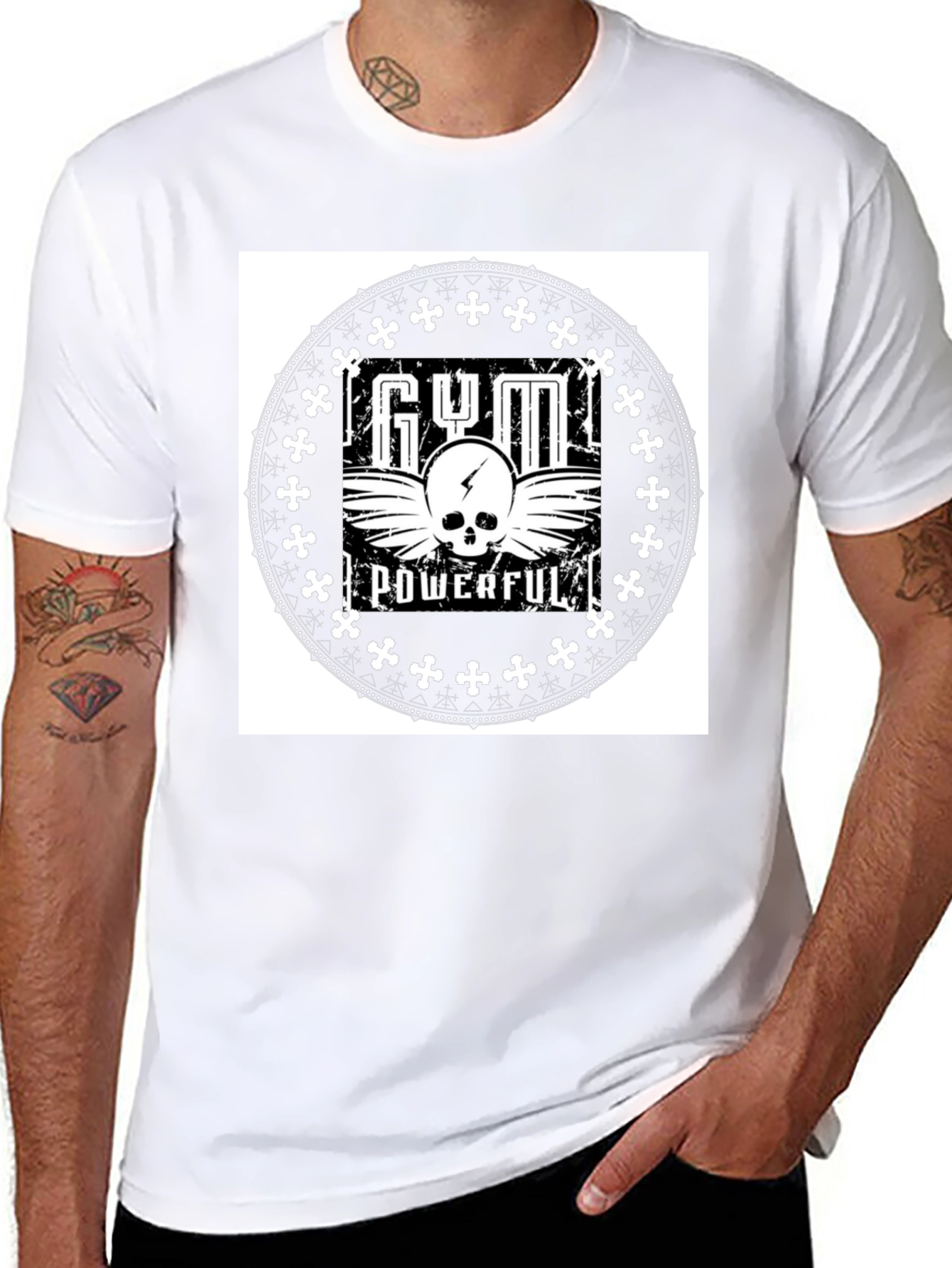 Gym Powerful Black Graphic Tee