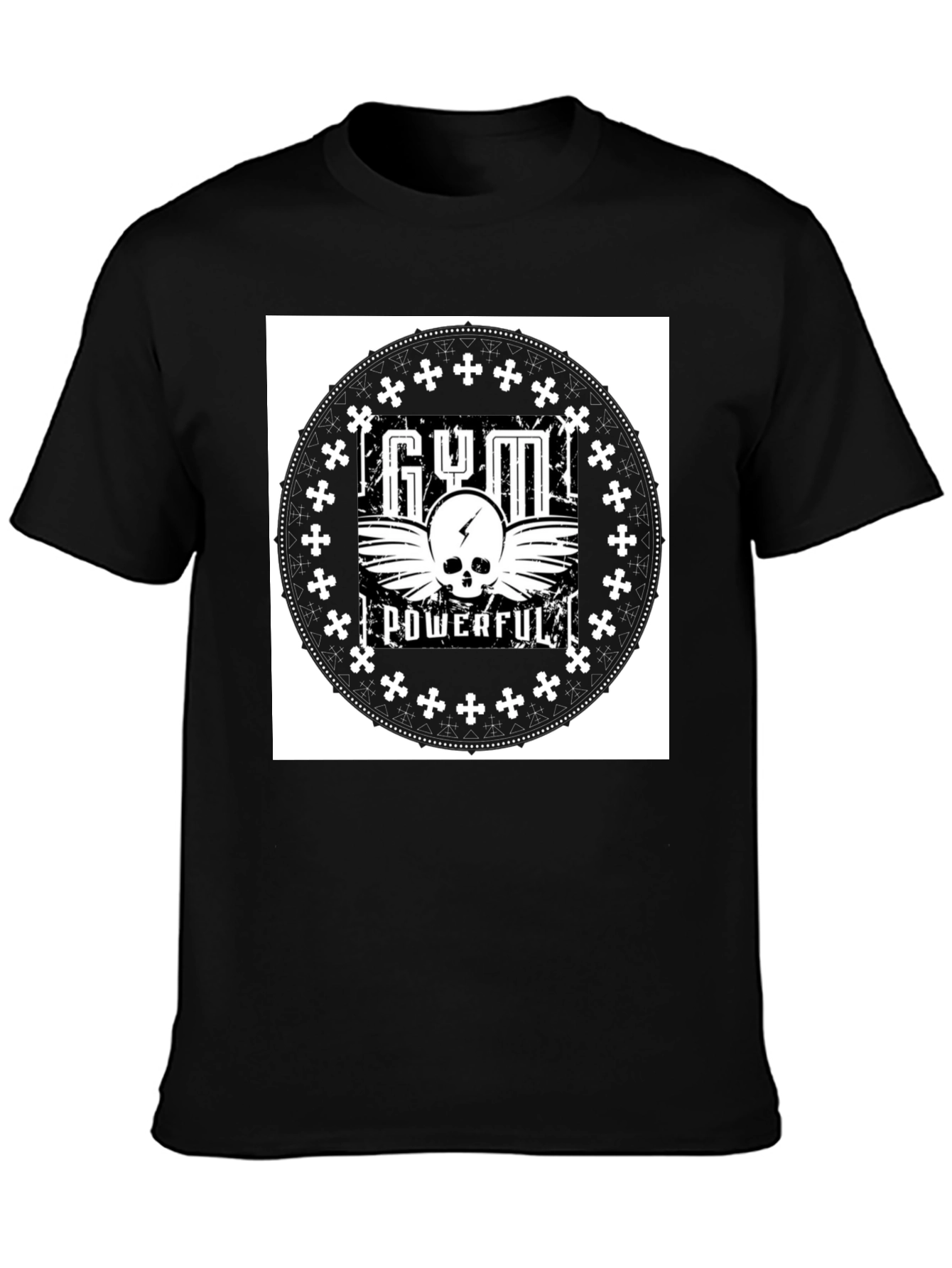 Gym Powerful Black Graphic Tee