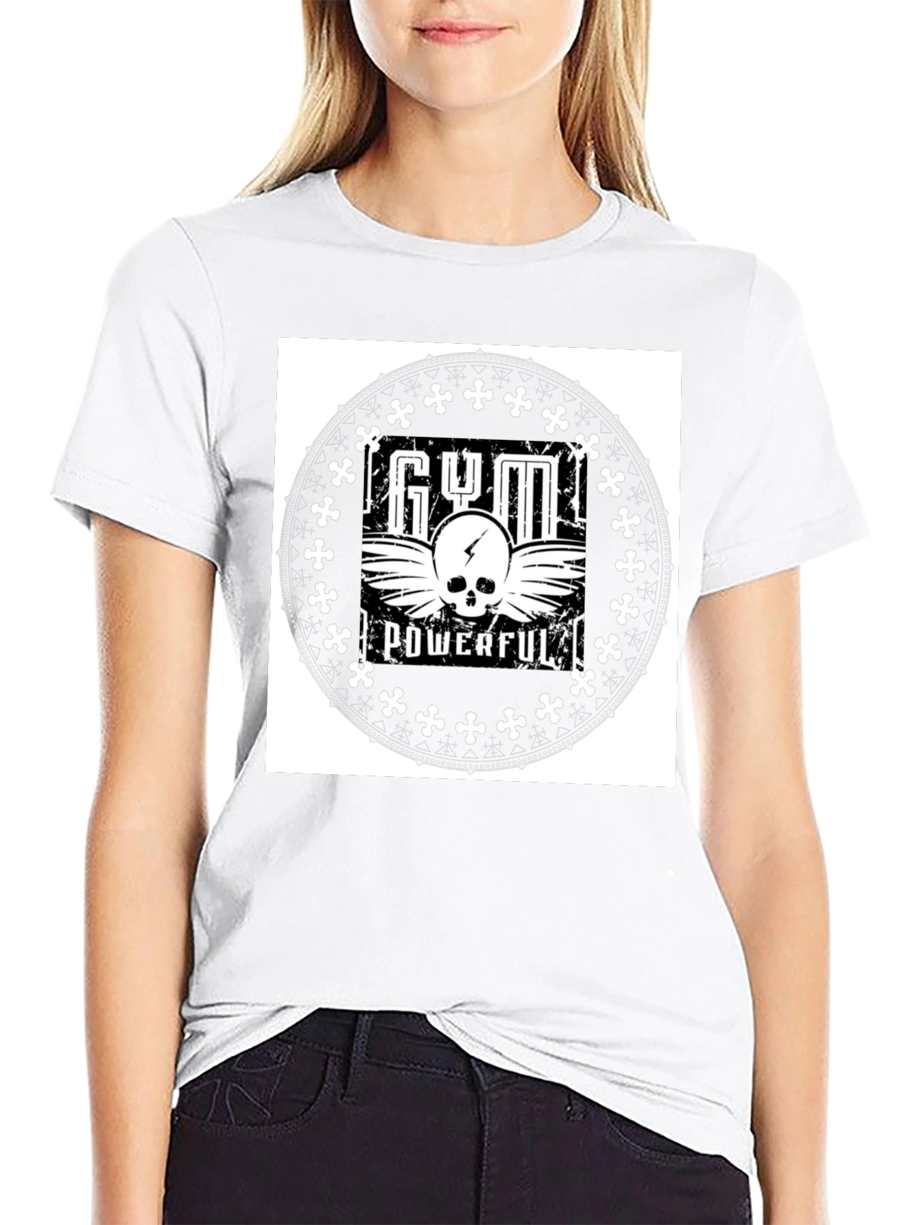 Gym Powerful Black Graphic Tee