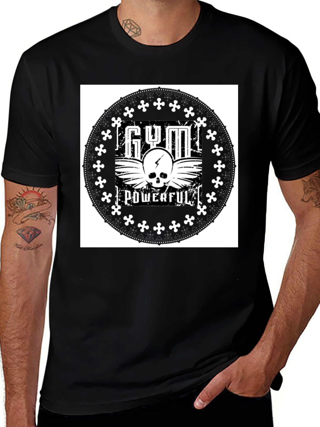 Gym Powerful Black Graphic Tee