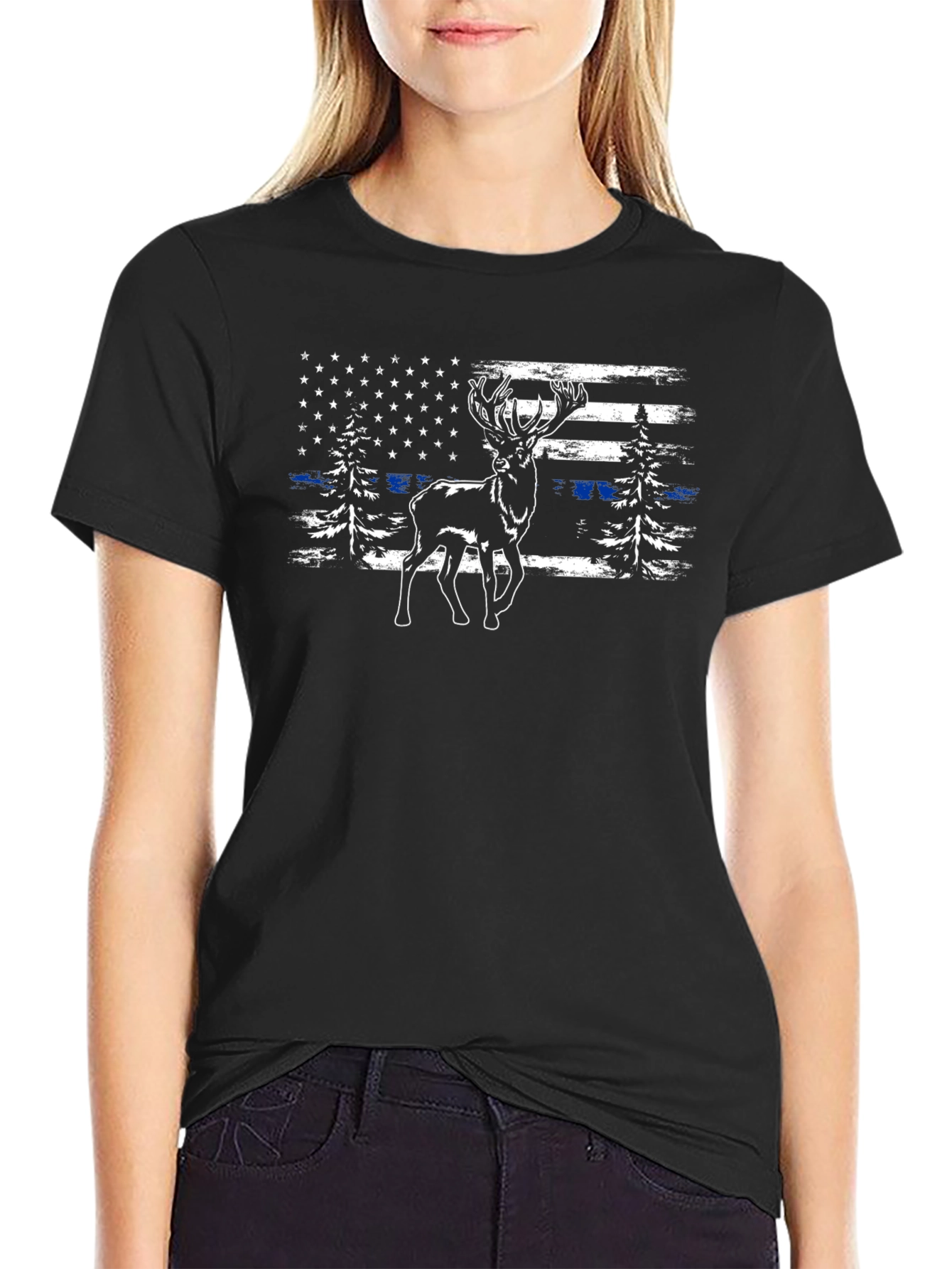 Deer American Flag T-Shirt