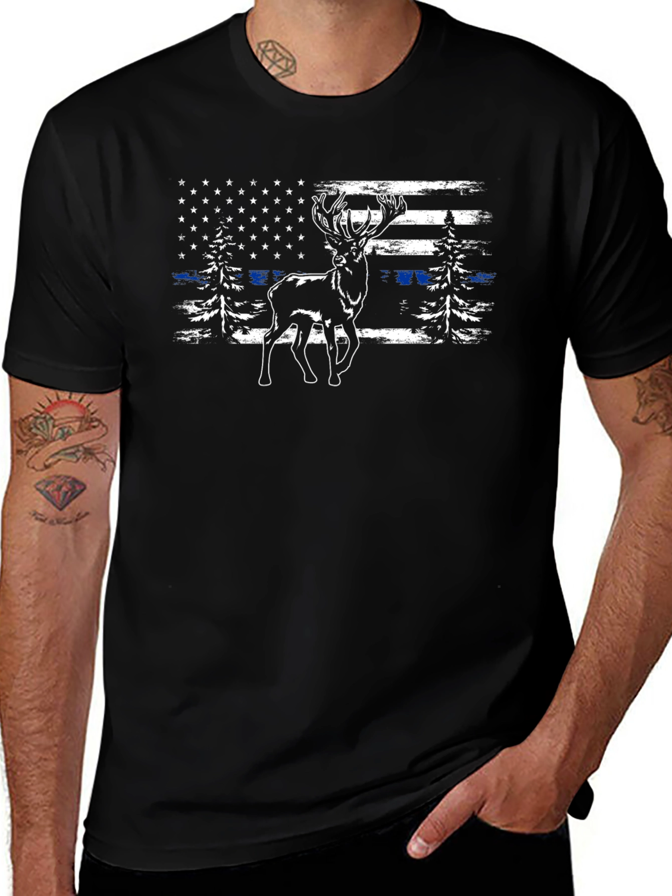 Deer American Flag T-Shirt