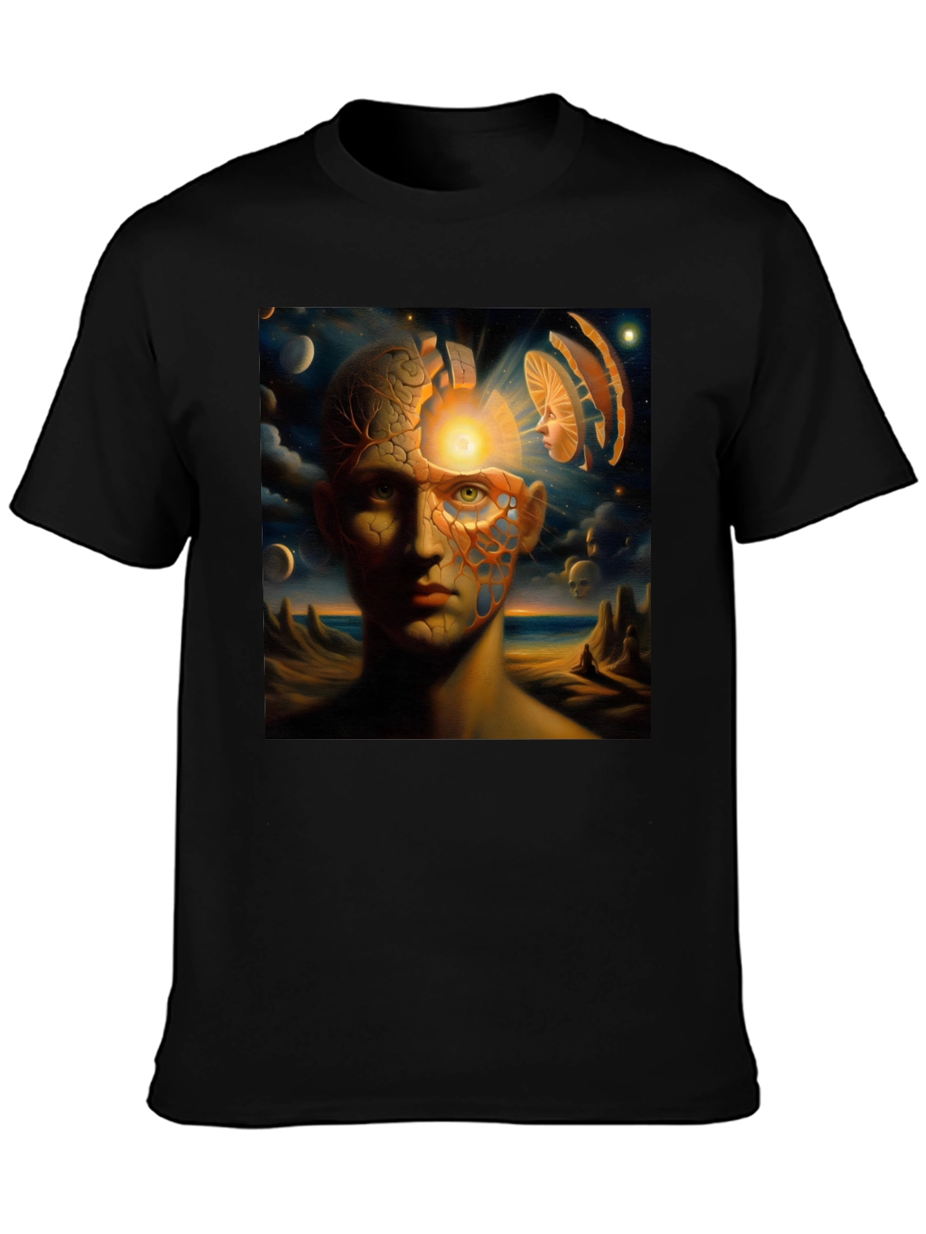 Surreal Mindscape Graphic Tee - Black Cotton T-Shirt