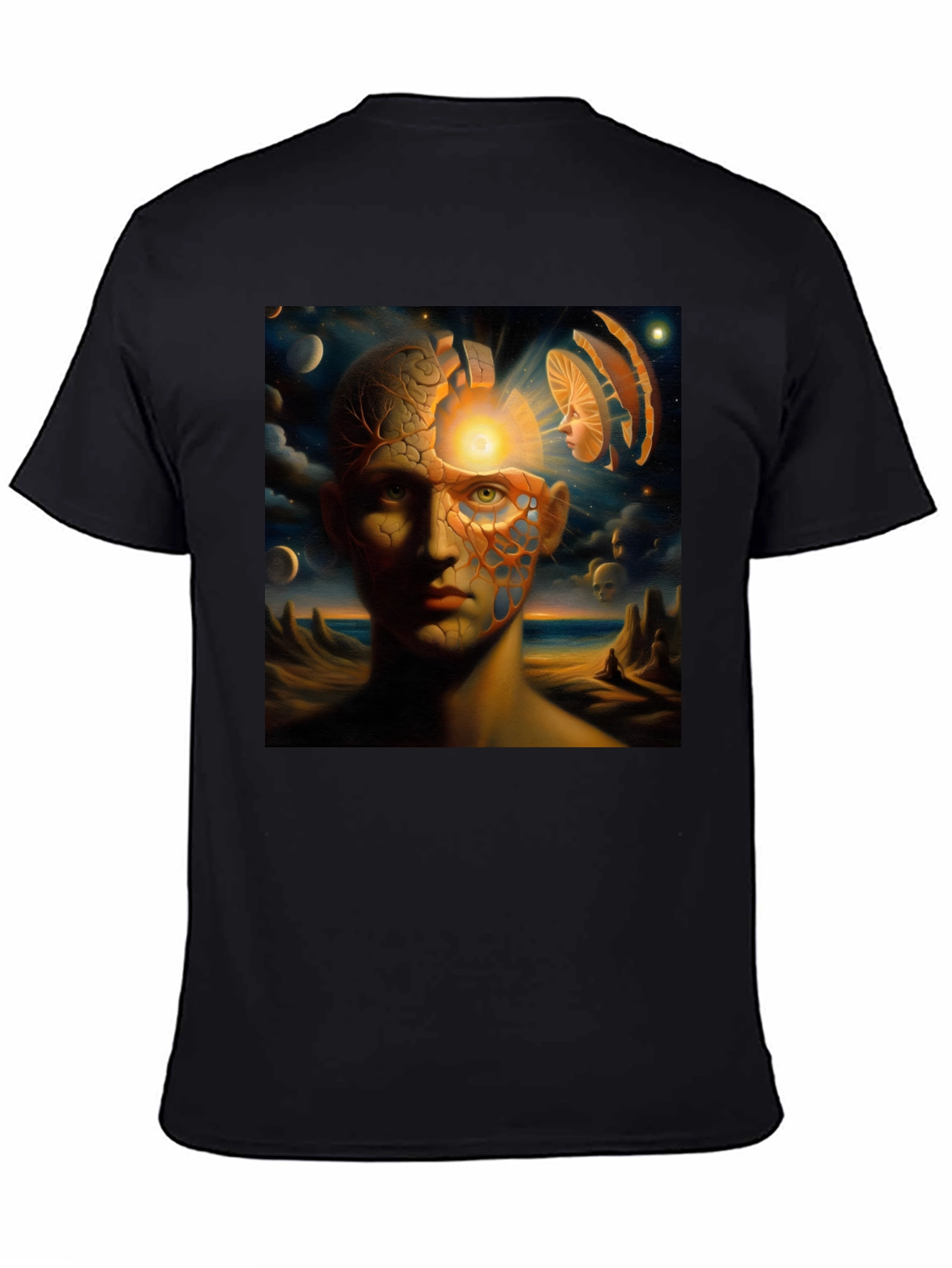 Surreal Mindscape Graphic Tee - Black Cotton T-Shirt