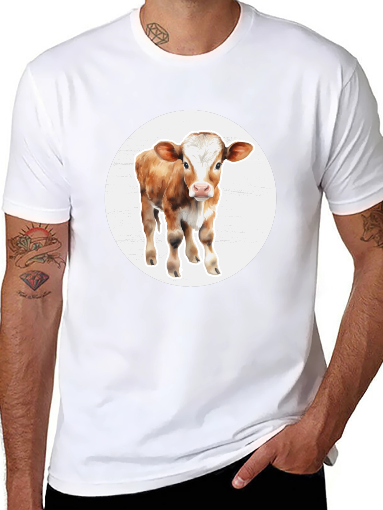 Cow Graphic Black T-Shirt - Farm Animal Tee