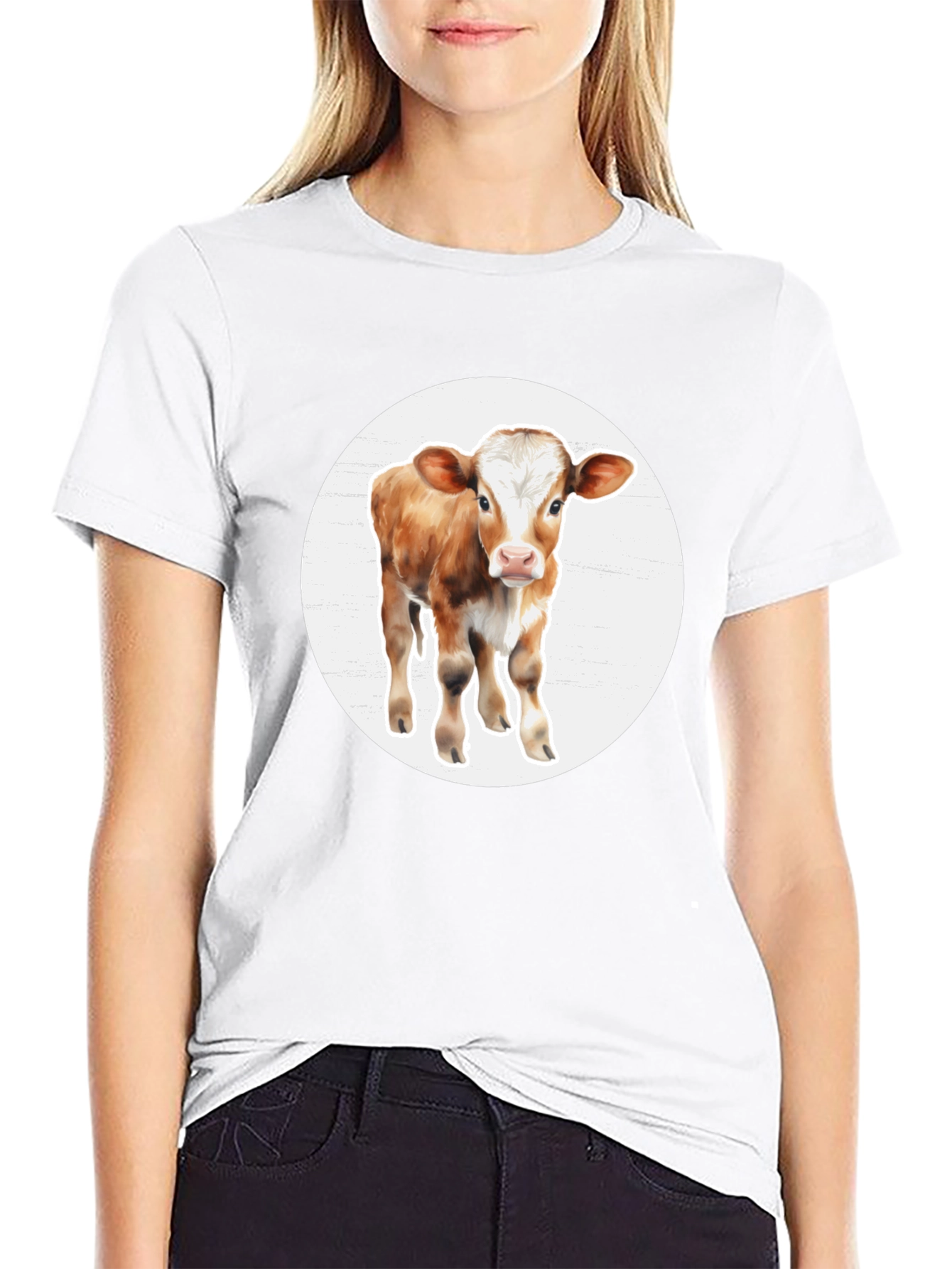 Cow Graphic Black T-Shirt - Farm Animal Tee