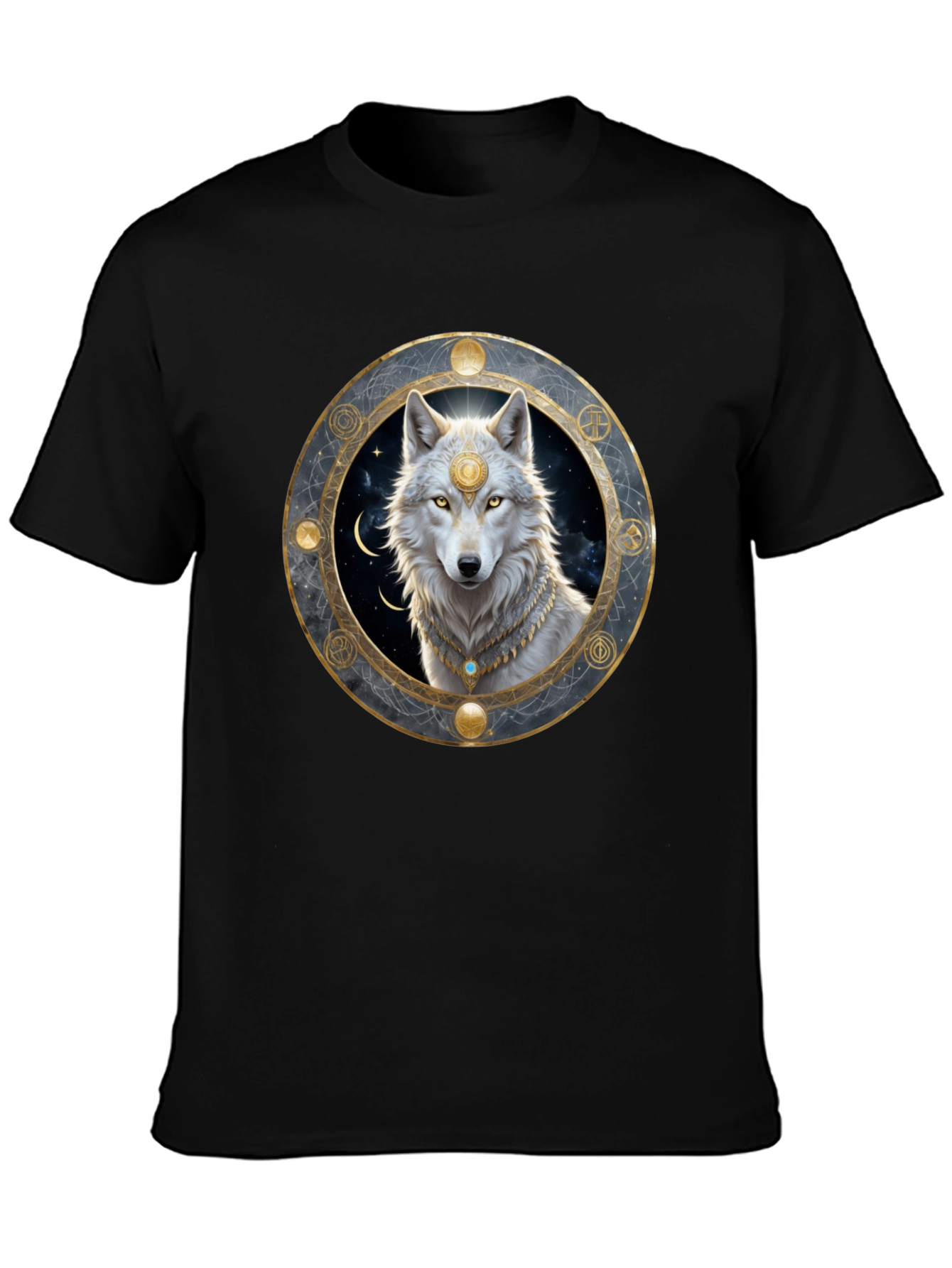 Mystic Wolf Graphic Tee - Black