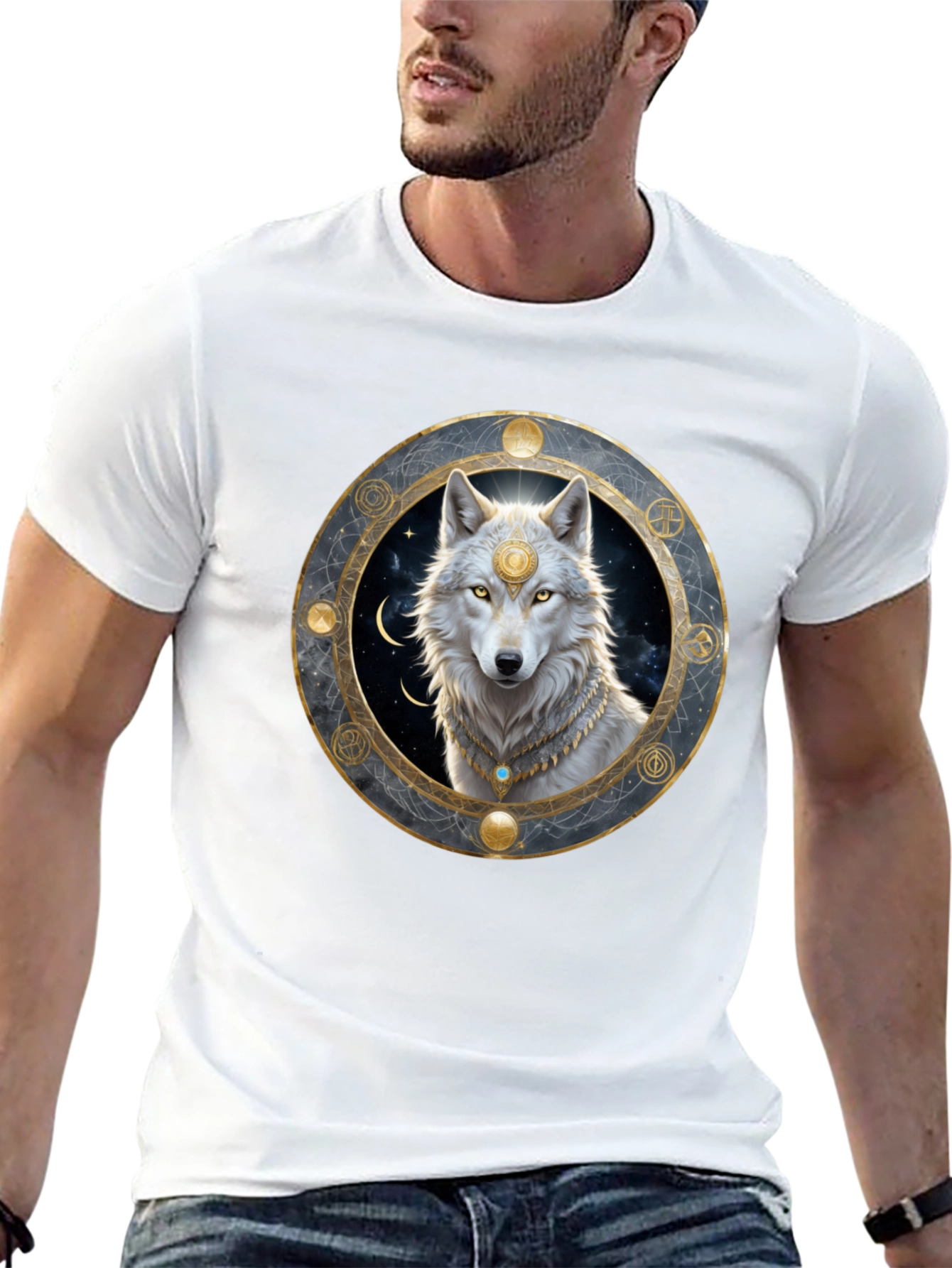 Mystic Wolf Graphic Tee - Black
