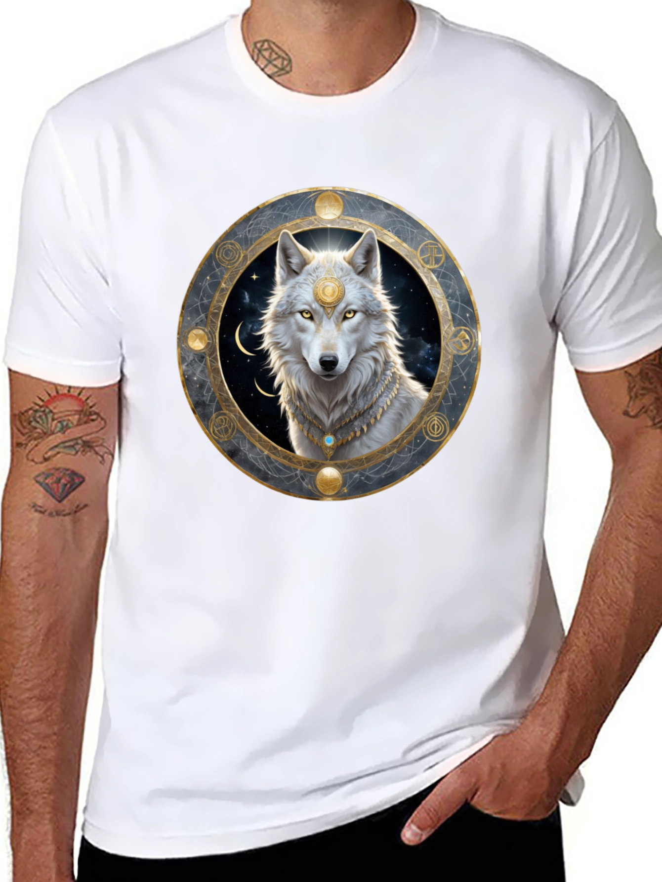 Mystic Wolf Graphic Tee - Black