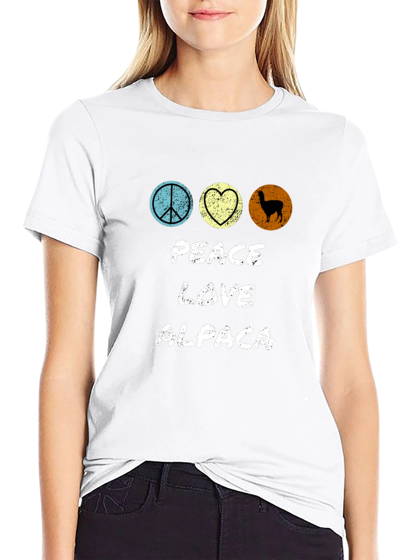 Peace Love Alpaca T-Shirt - Graphic Tee