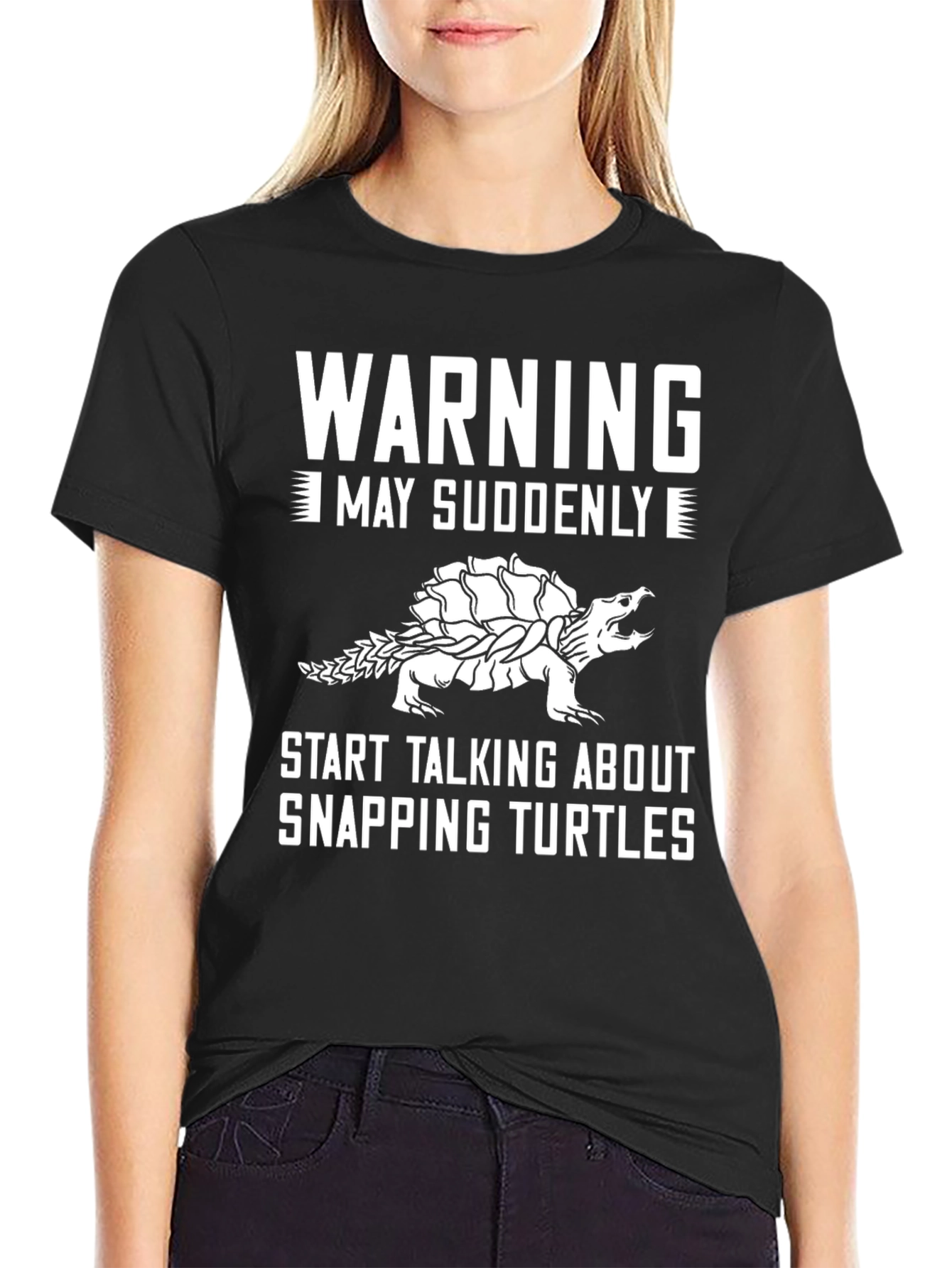 Warning Snapping Turtle Graphic T-Shirt