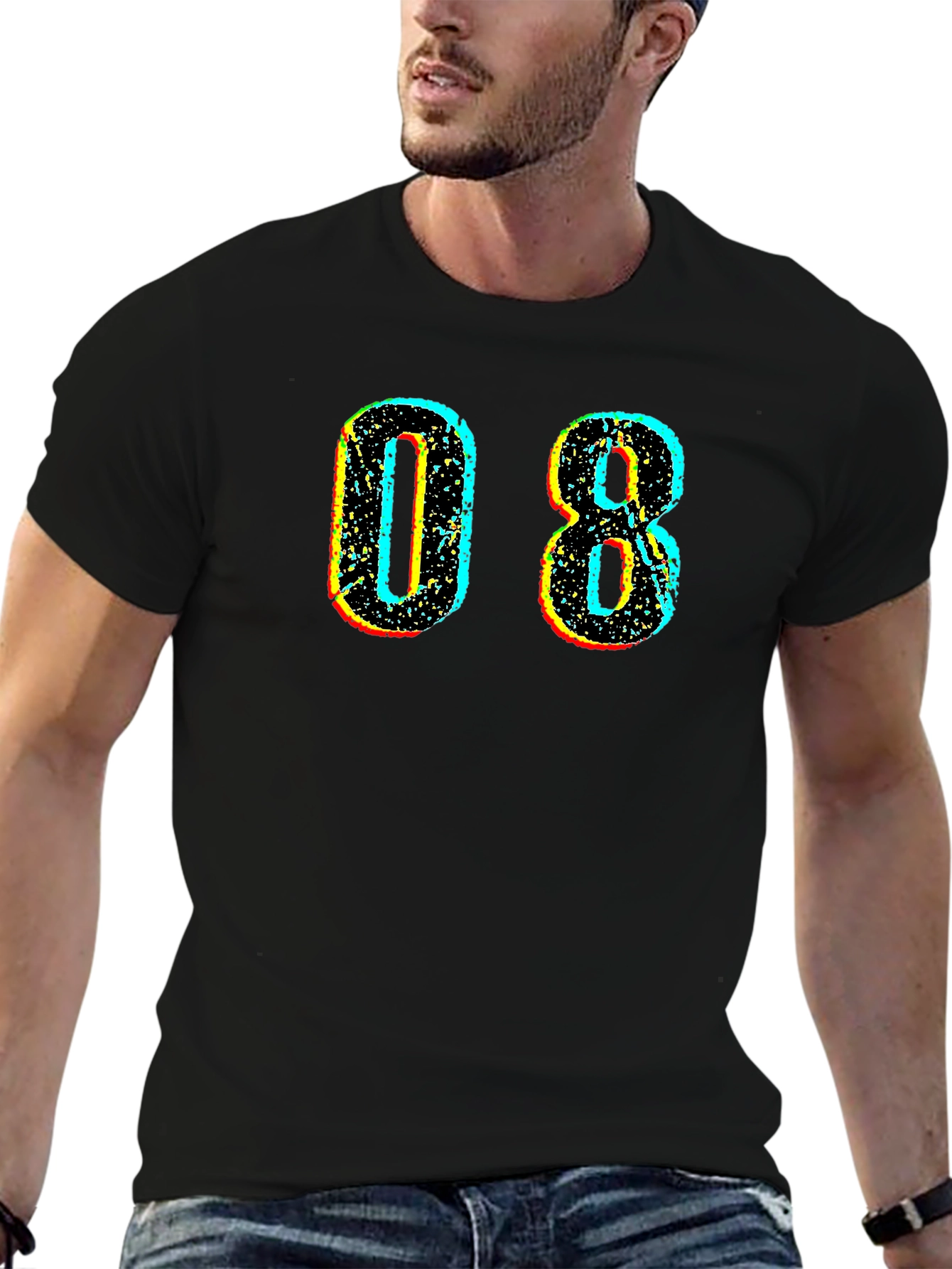 Retro 08 Graphic Tee - Stylish Black Cotton T-Shirt