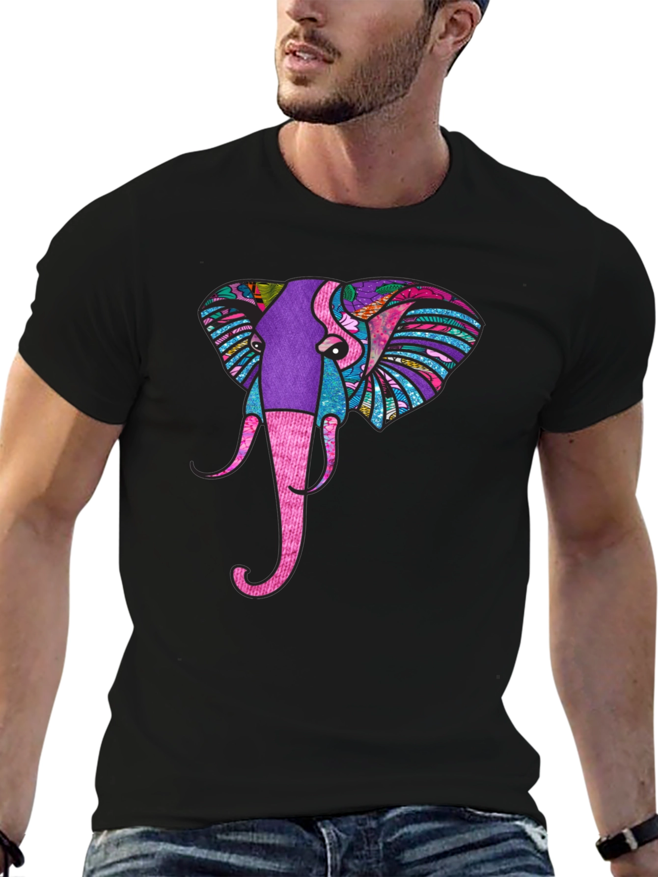 Elephant Graphic Black T-Shirt
