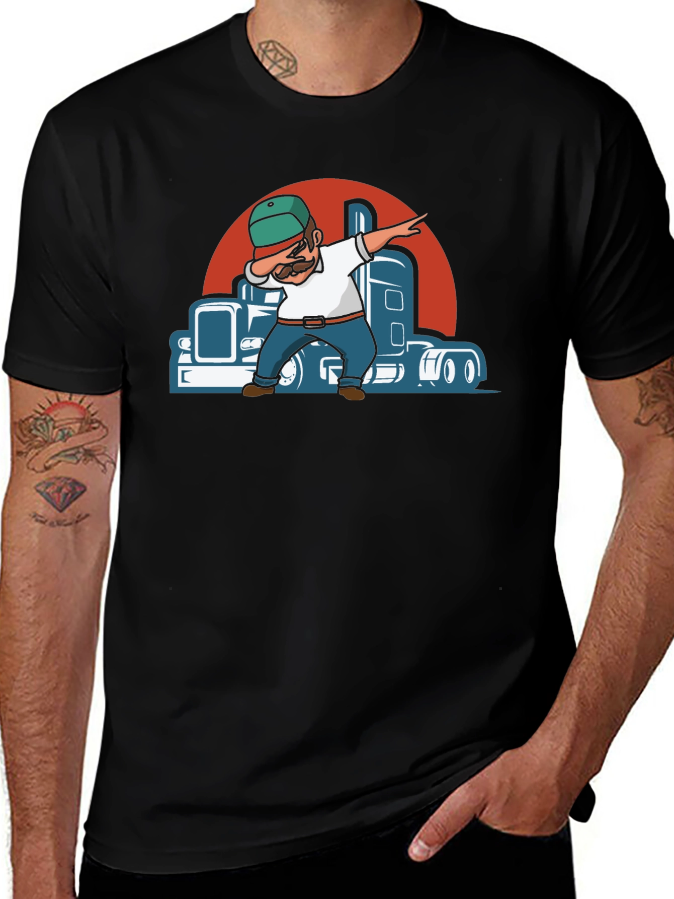 Trucker Dab Graphic Tee - Cool Driver T-Shirt