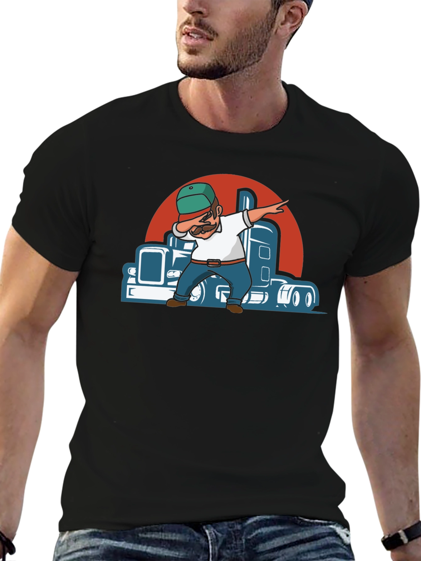 Trucker Dab Graphic Tee - Cool Driver T-Shirt