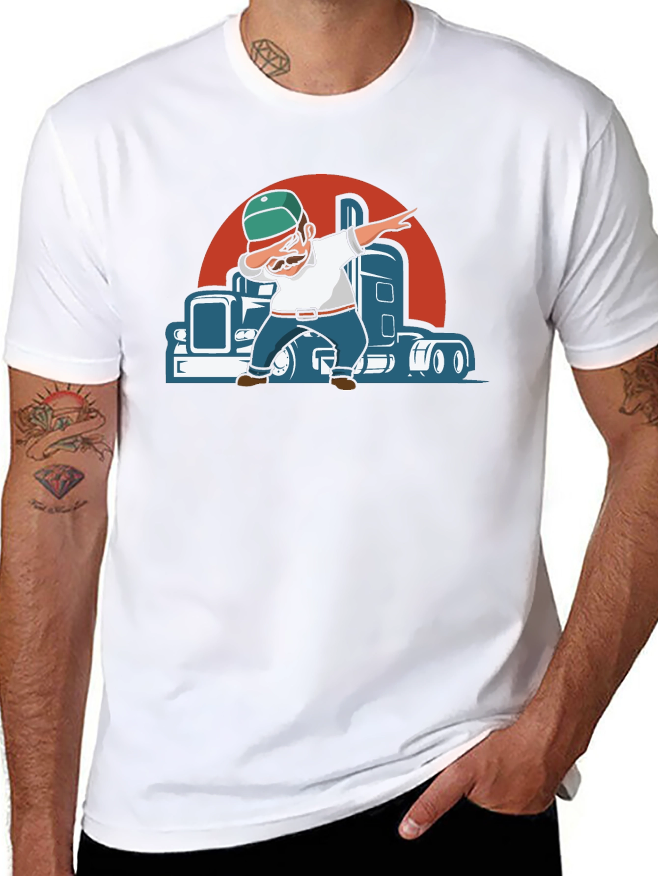 Trucker Dab Graphic Tee - Cool Driver T-Shirt