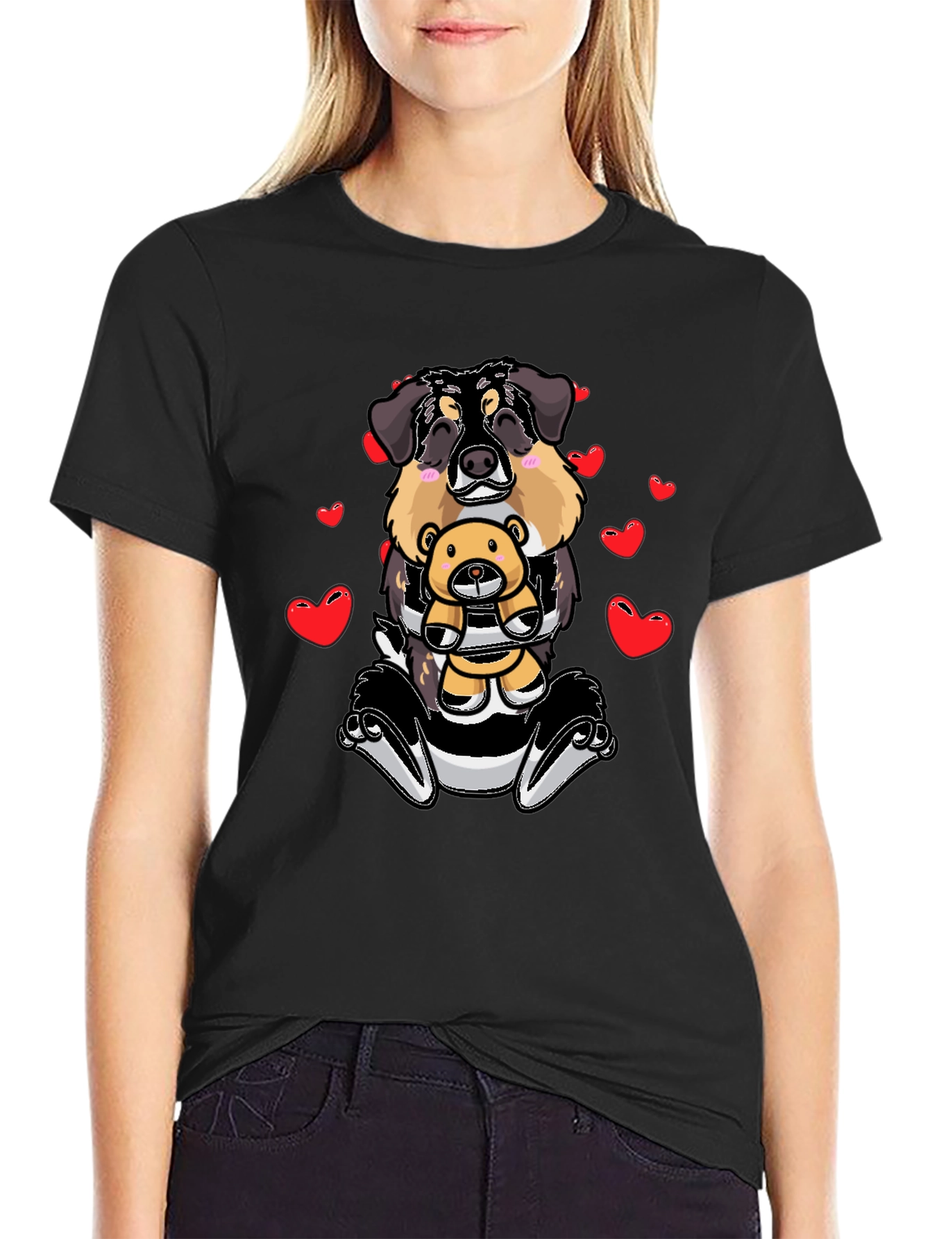 Dog with Teddy Bear Graphic T-Shirt