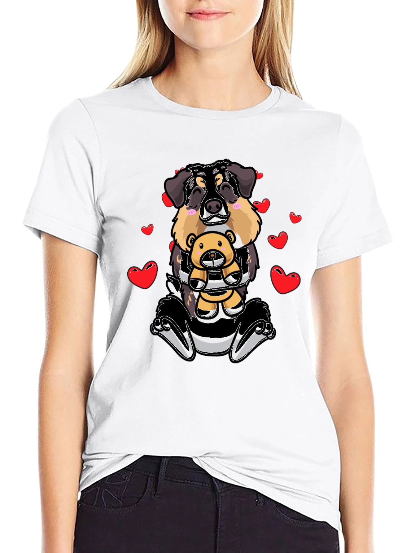 Dog with Teddy Bear Graphic T-Shirt