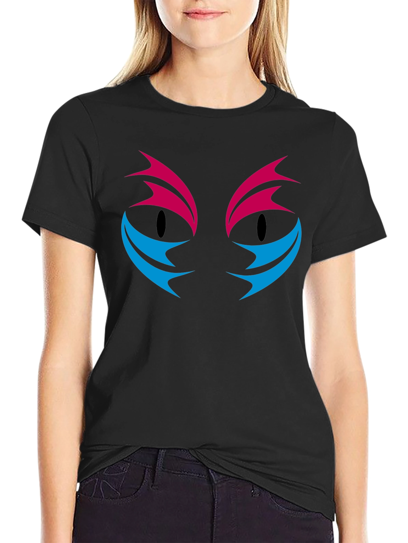 Abstract Cat Eyes Graphic Print T-Shirt