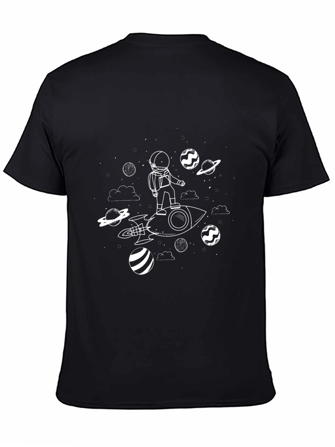 Astronaut Rocket Ride Graphic Tee - Black
