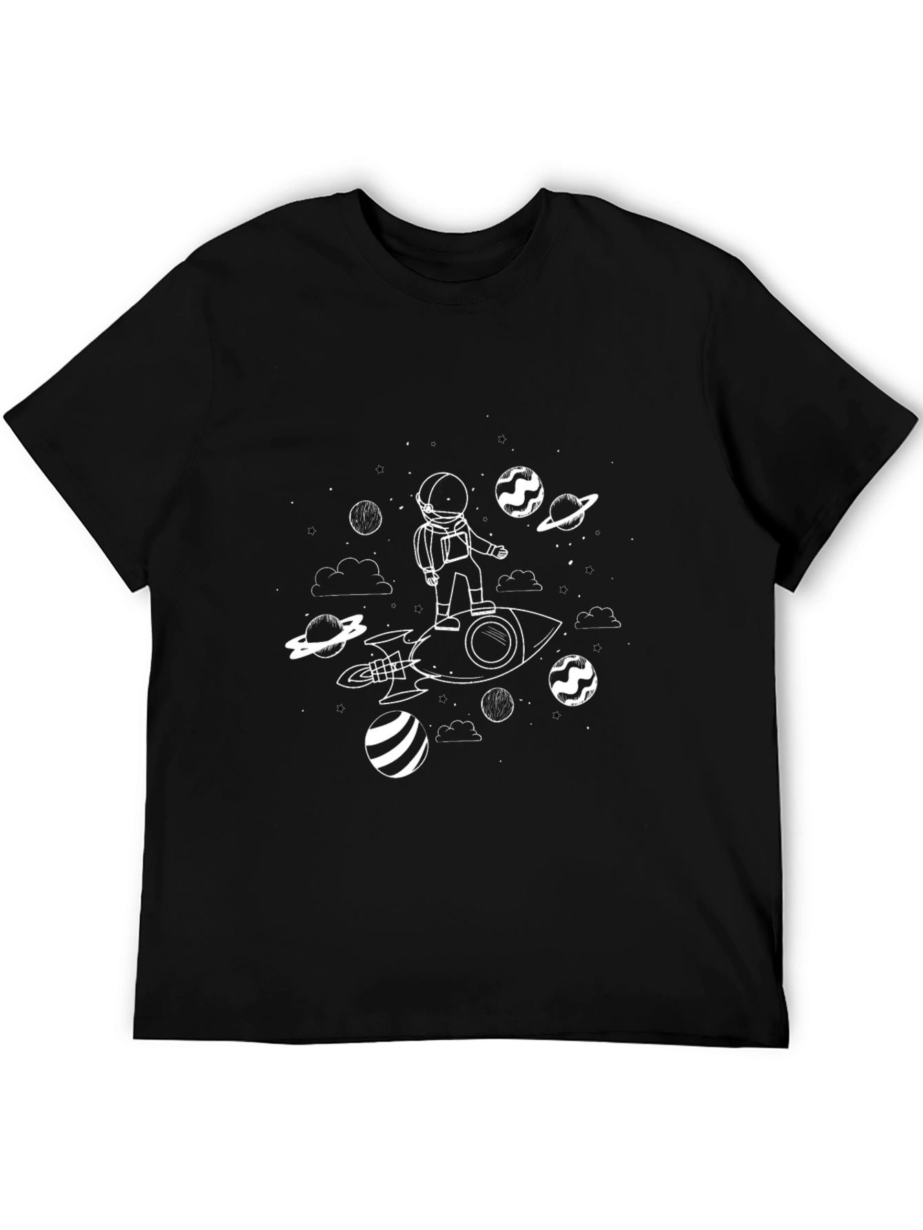 Astronaut Rocket Ride Graphic Tee - Black