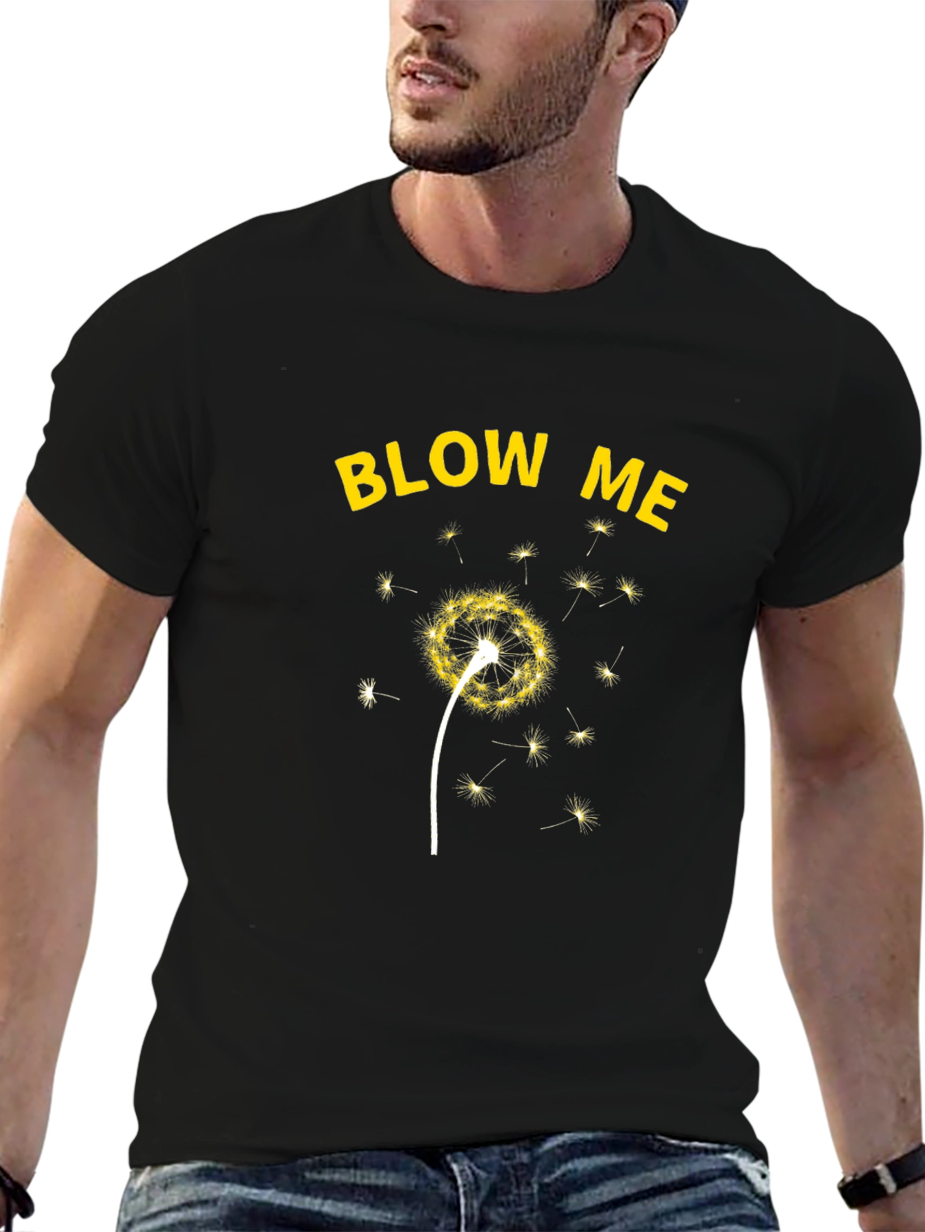 Blow Me Dandelion Graphic T-Shirt - Black