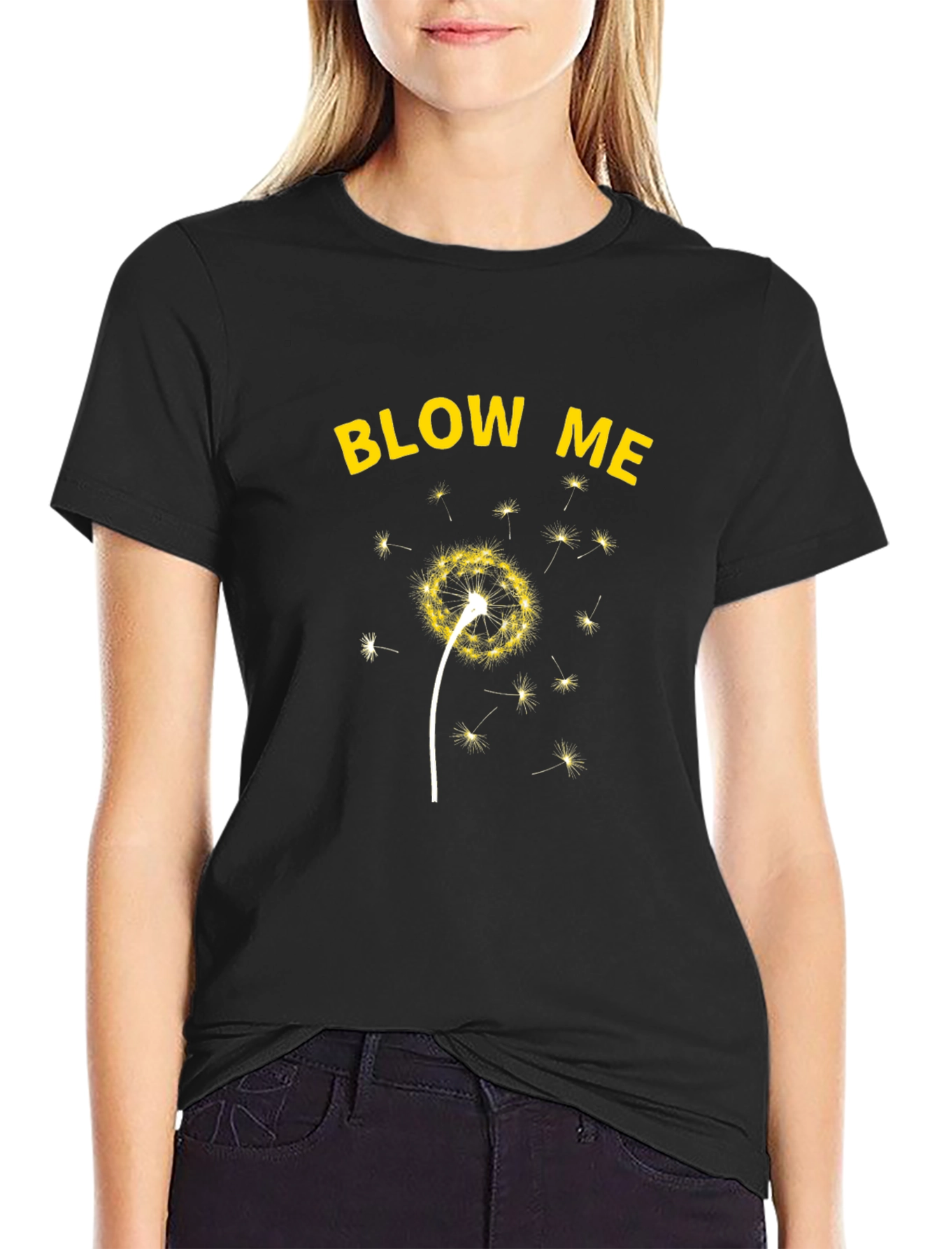 Blow Me Dandelion Graphic T-Shirt - Black