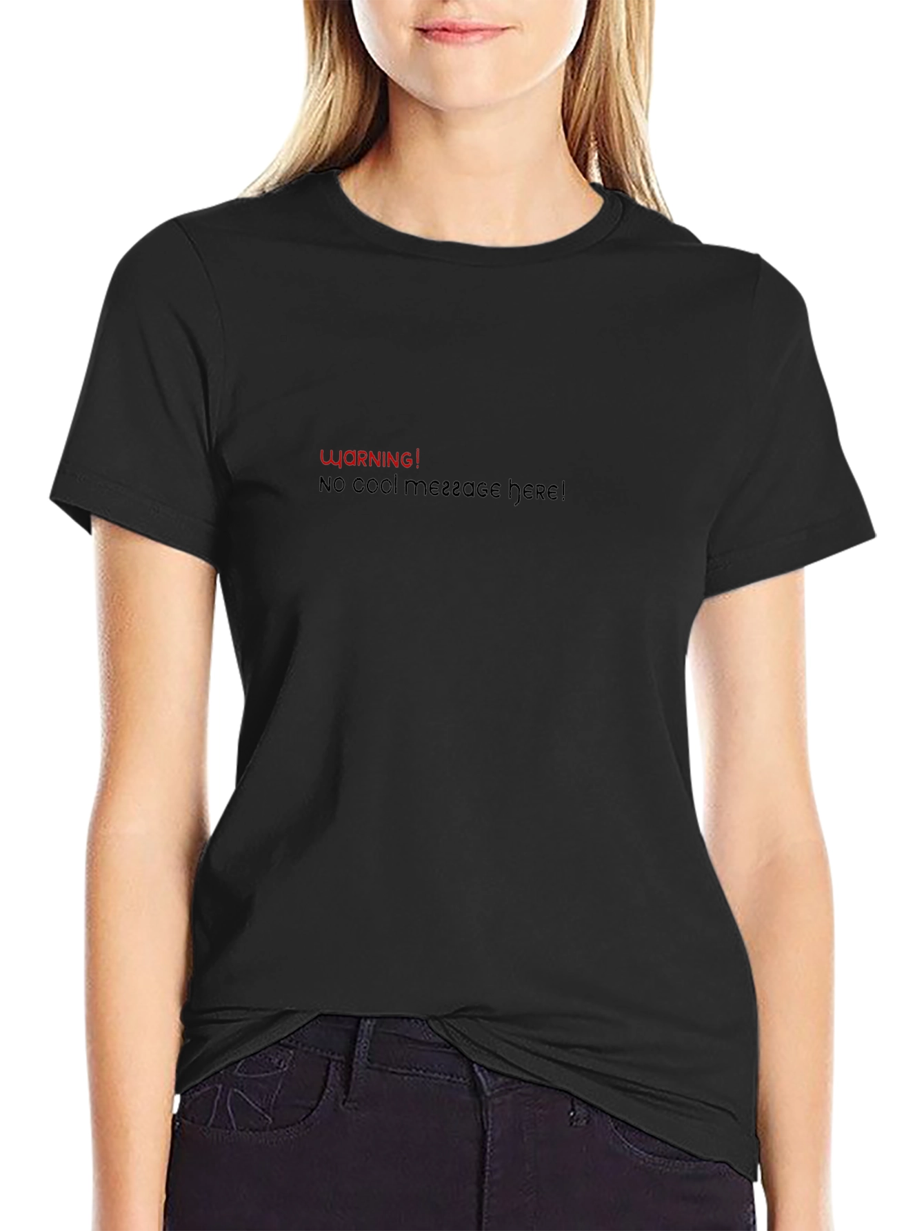 Warning No Cool Message Tee - Mens Black T-Shirt