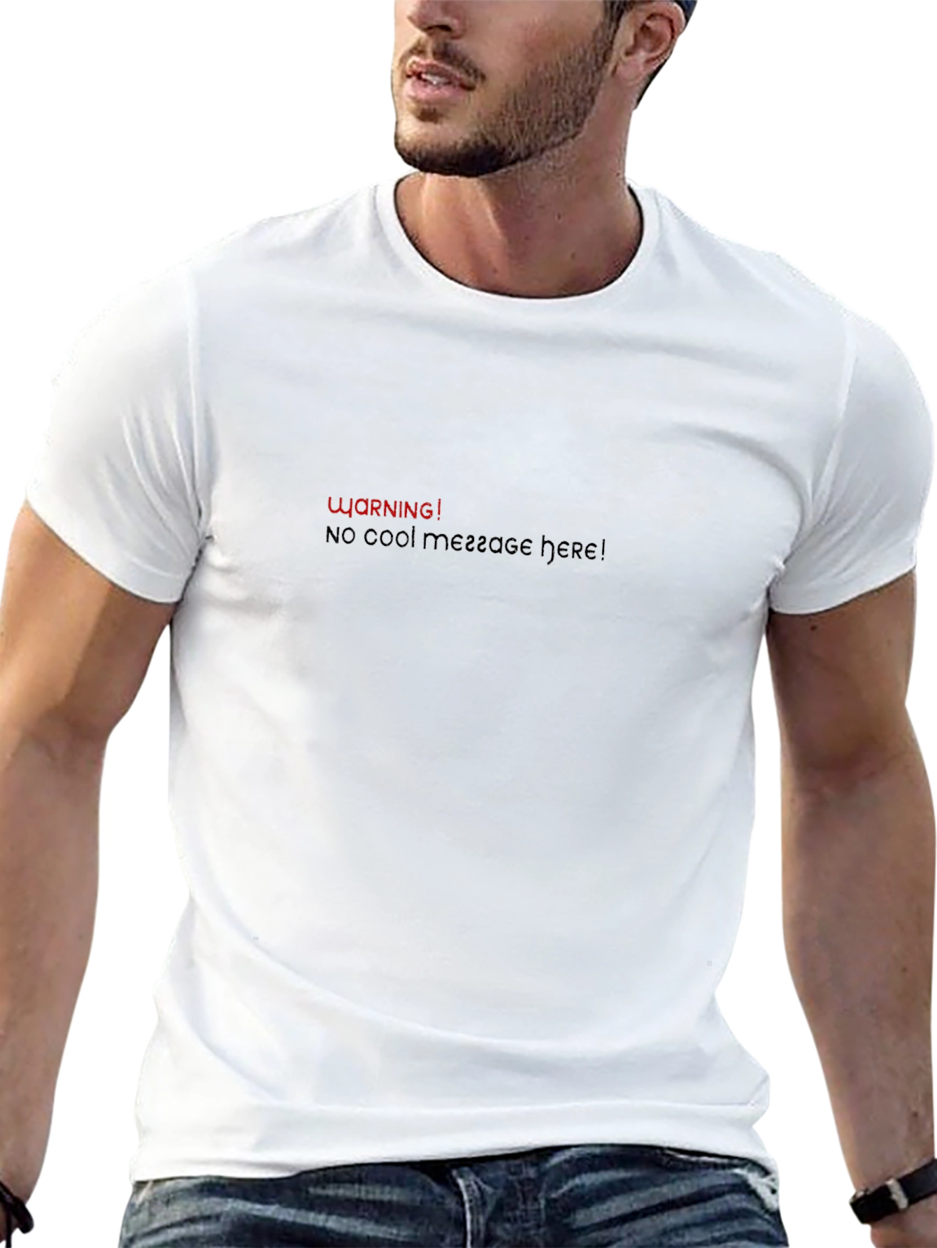 Warning No Cool Message Tee - Mens Black T-Shirt