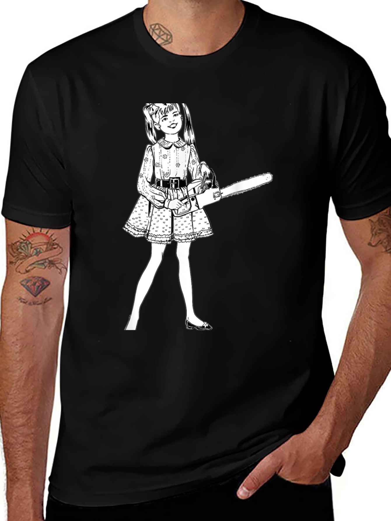 Chainsaw Girl Graphic Tee - Edgy Humor