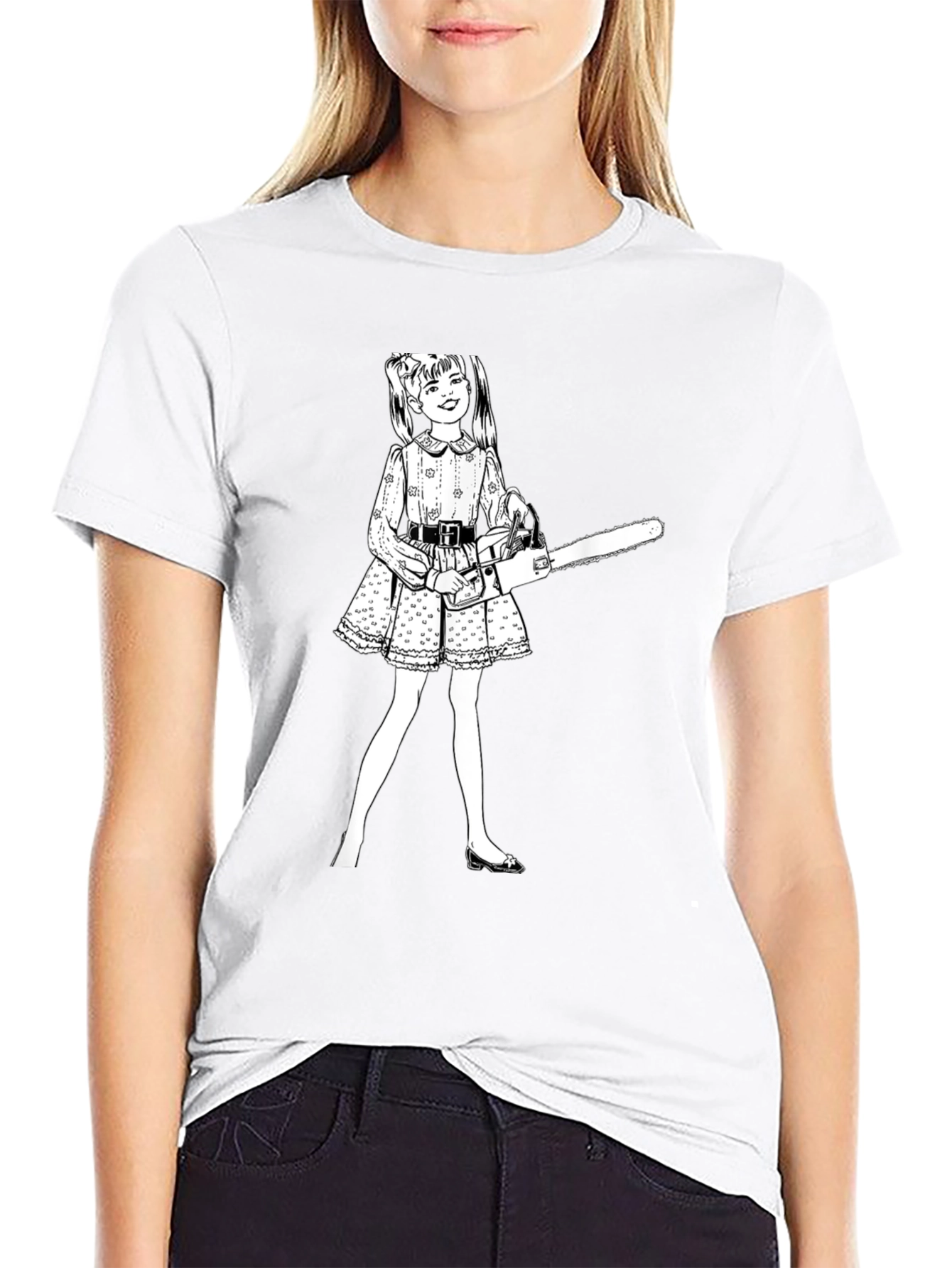Chainsaw Girl Graphic Tee - Edgy Humor