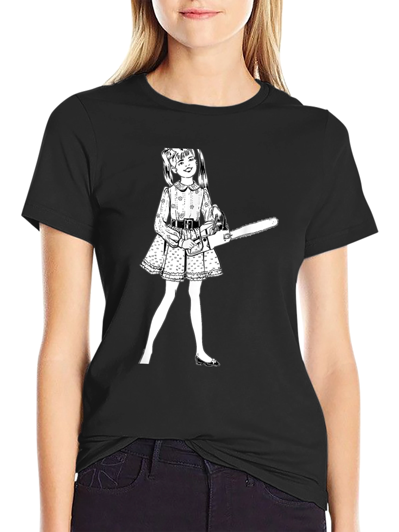 Chainsaw Girl Graphic Tee - Edgy Humor